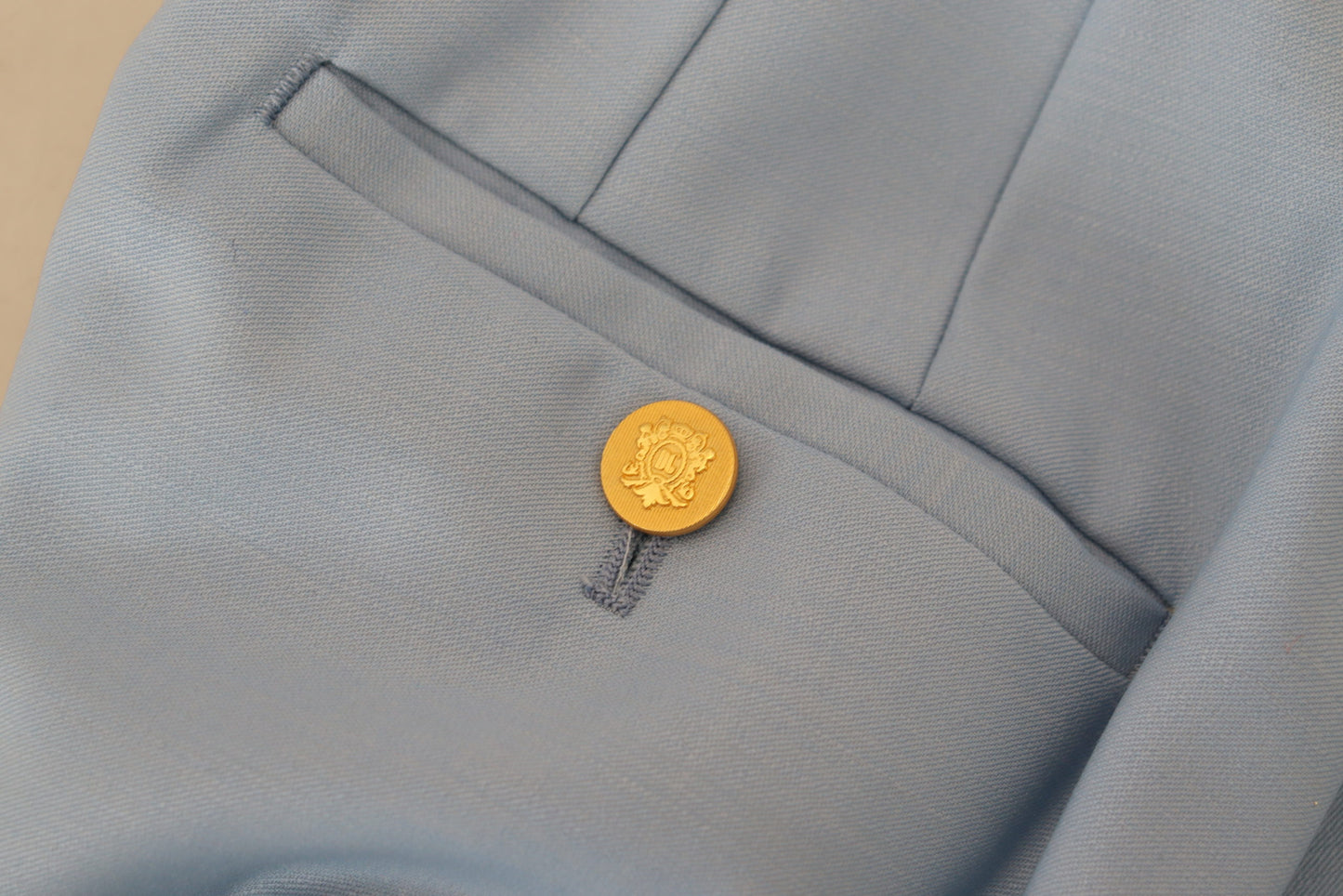 Light Blue Button Wide Leg Pants