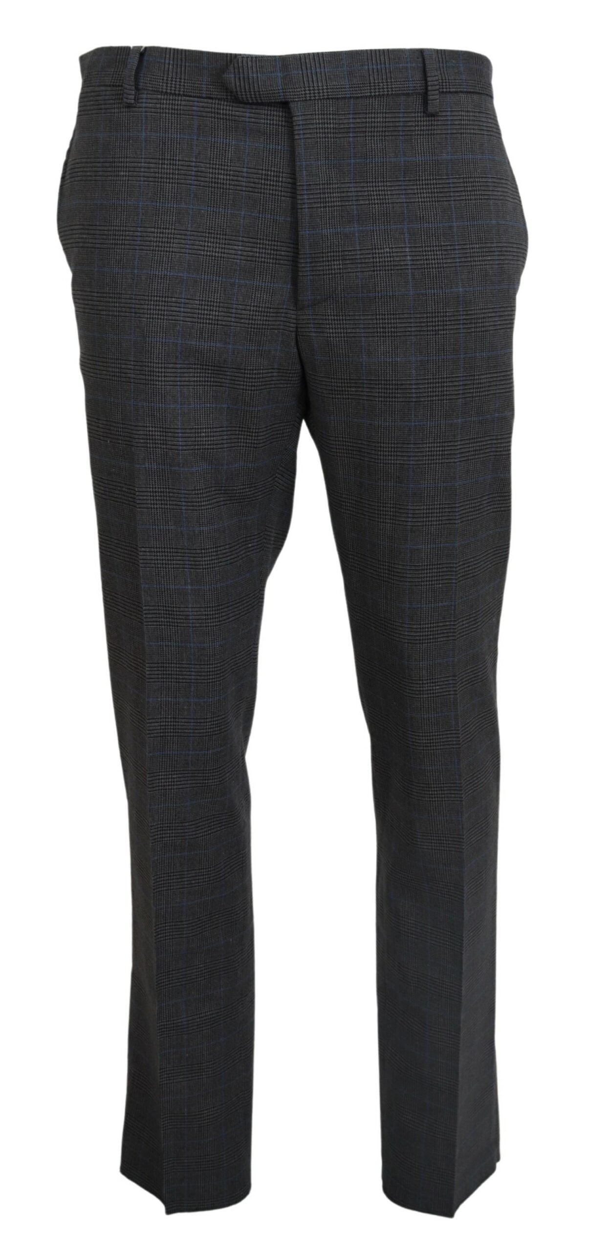 Gray Checkered Wool Dress Formal Pants