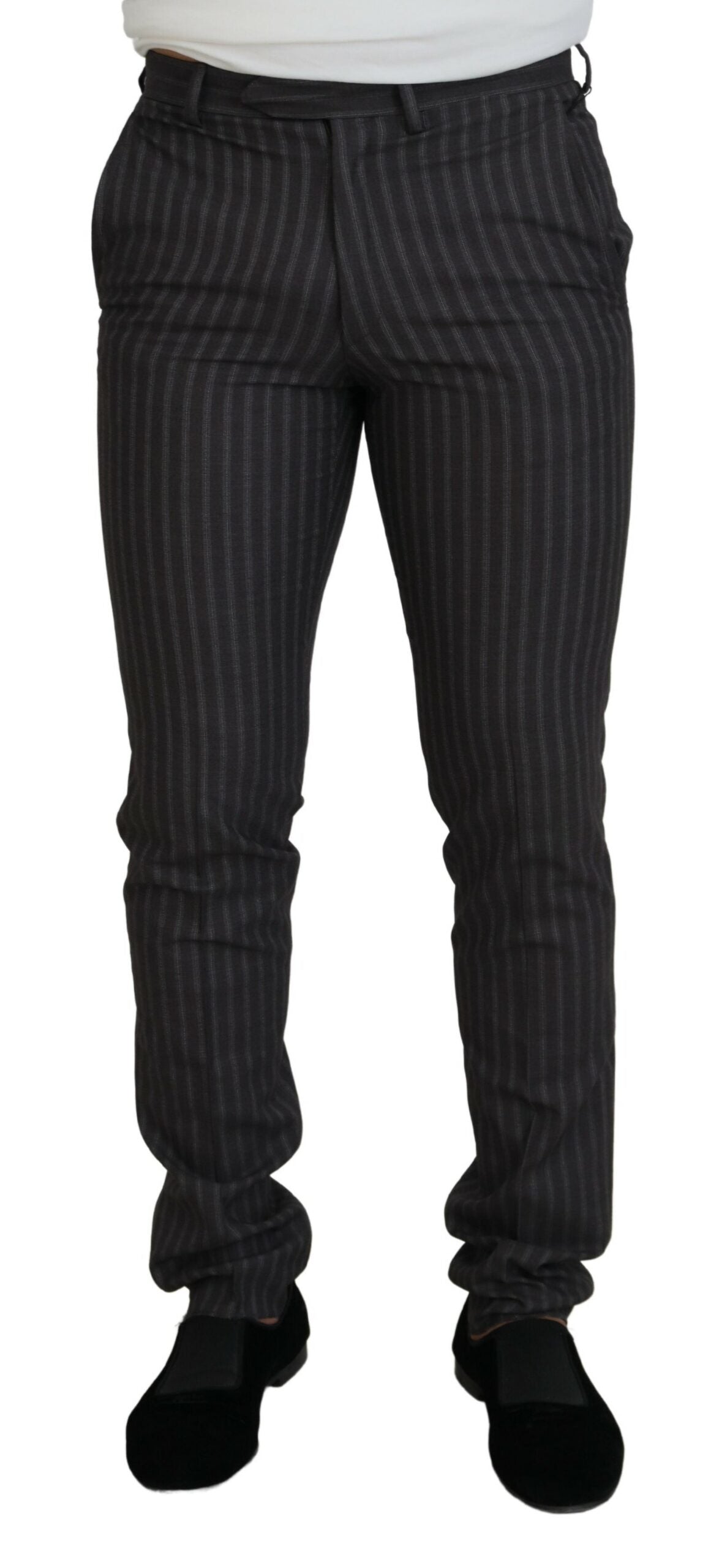 Brown Stripes Slim Fit Men Pants