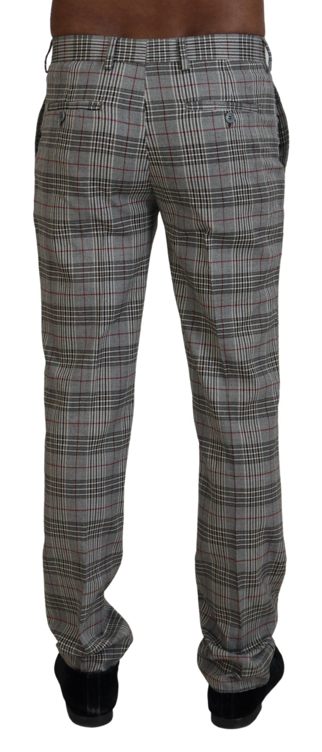 Gray Checkered Skinny Men Pants