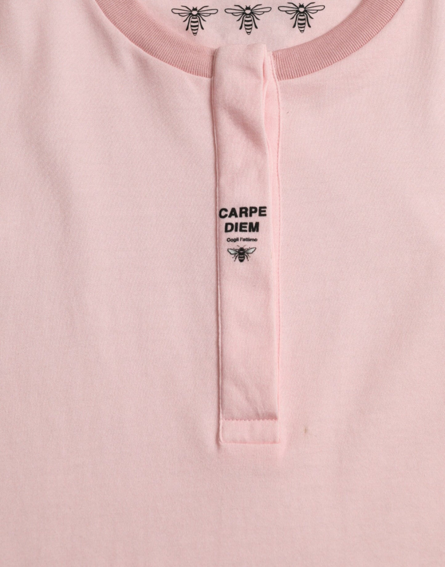 Pink Floral Print Cotton Short Sleeves T-shirt