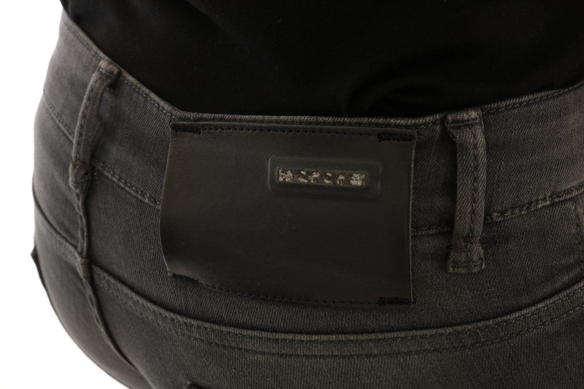 Gray Cotton Slim Fit Denim Jeans