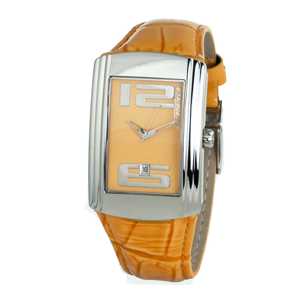 Orange Leather Dress Watch