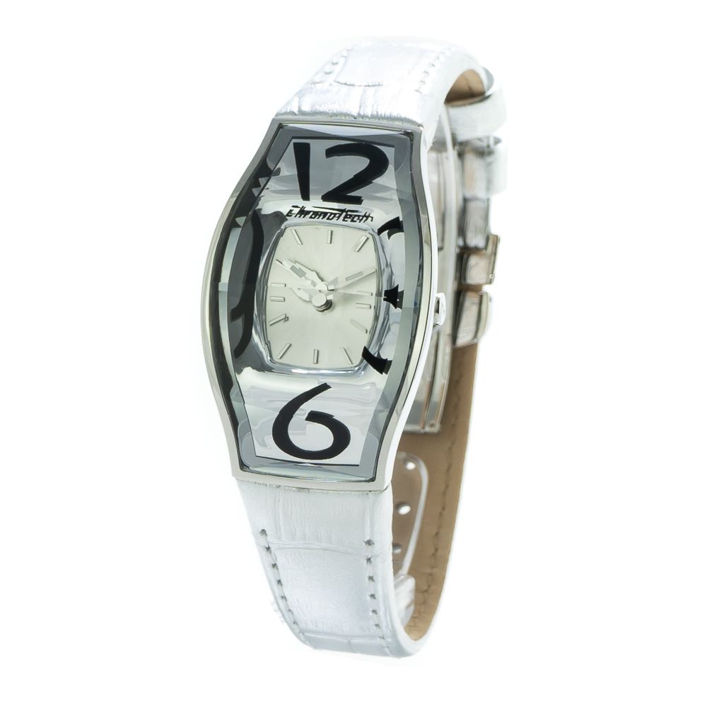 Silver Leather Dress Watch