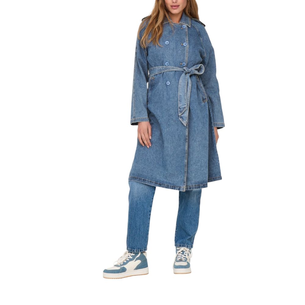 Blue Cotton Trench Coat