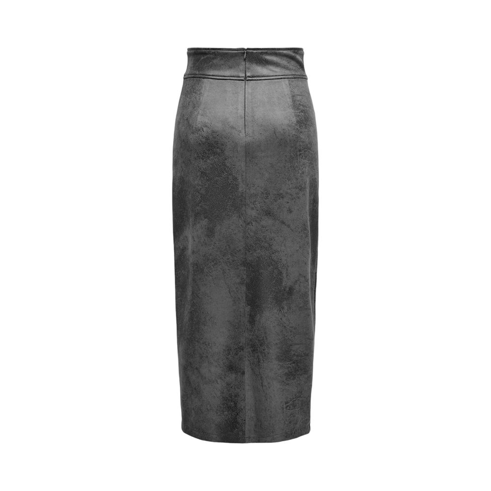 Gray Artificial Leather Skirt