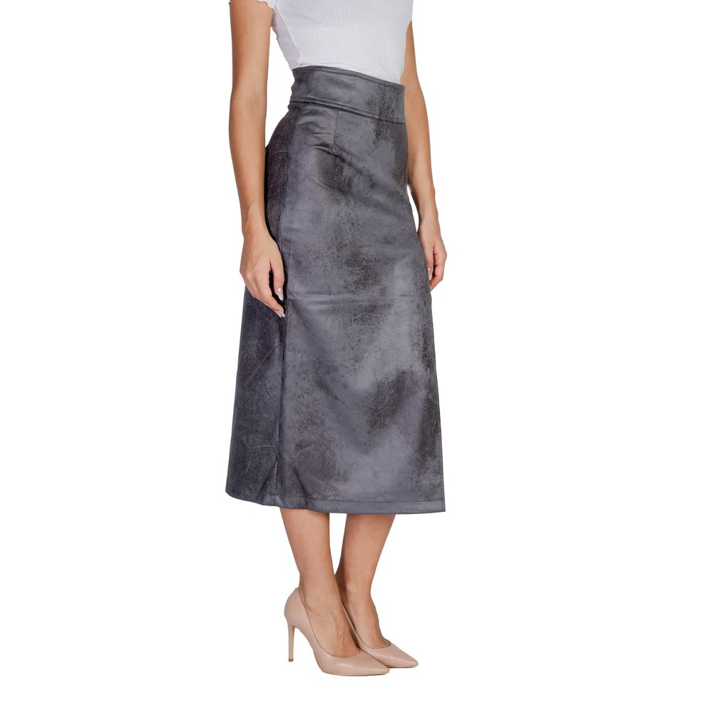 Gray Artificial Leather Skirt