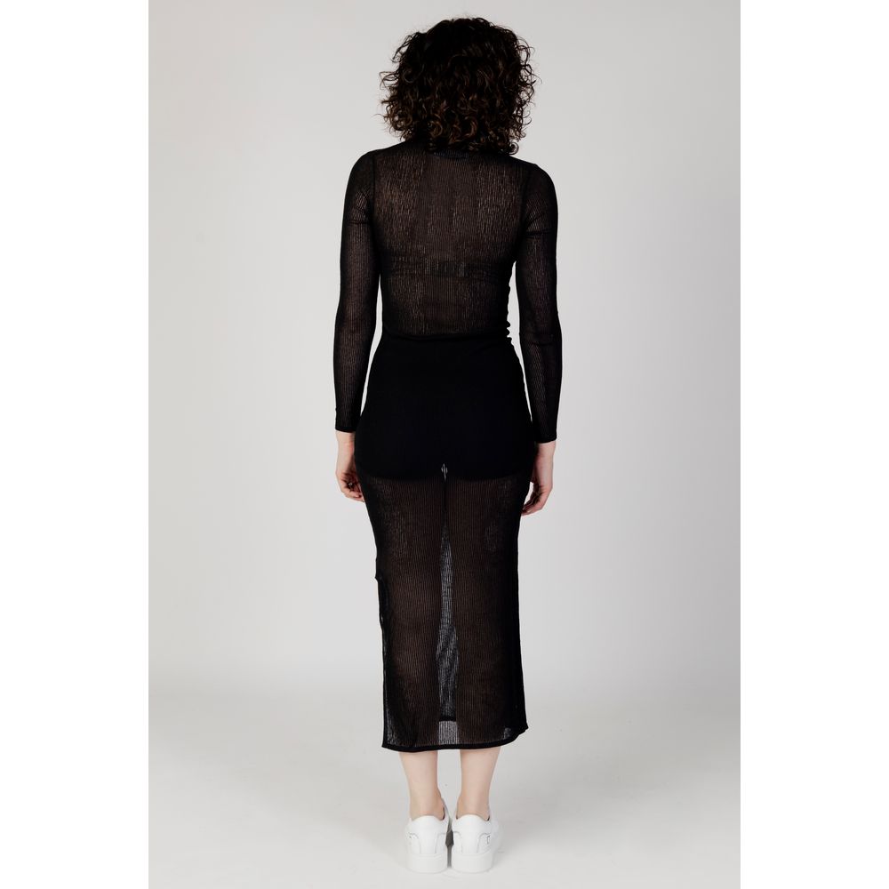 Black Marabou Long Dress