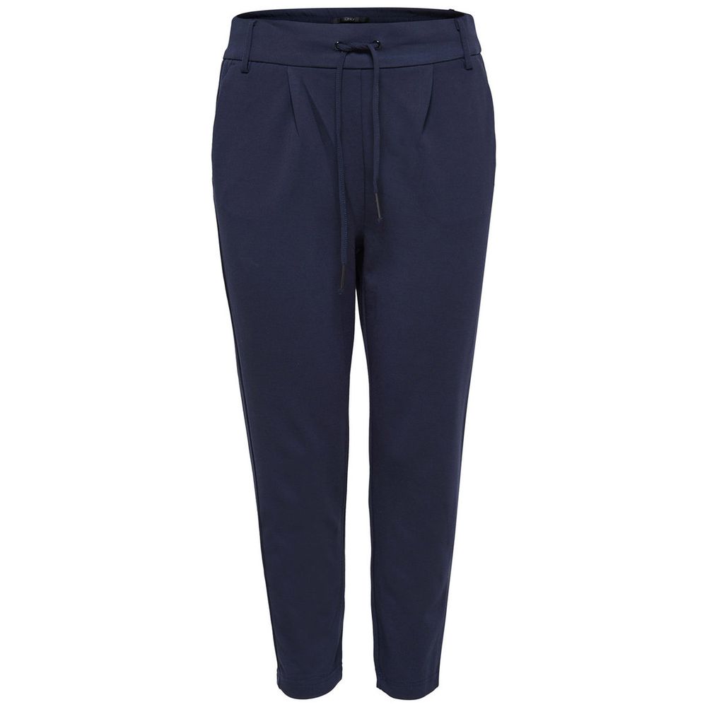 Blue Viscose Casual Pants
