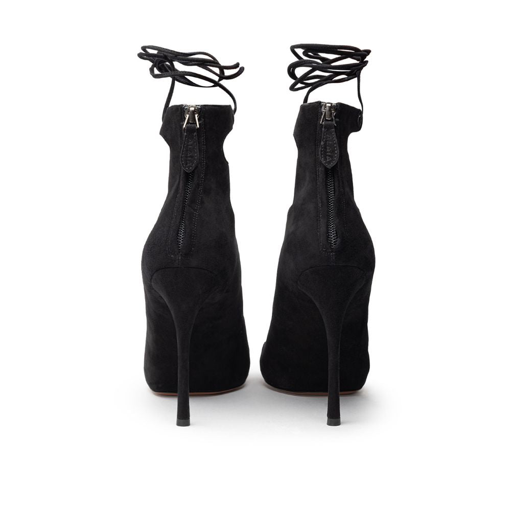 Black Suede Leather Lace-Up