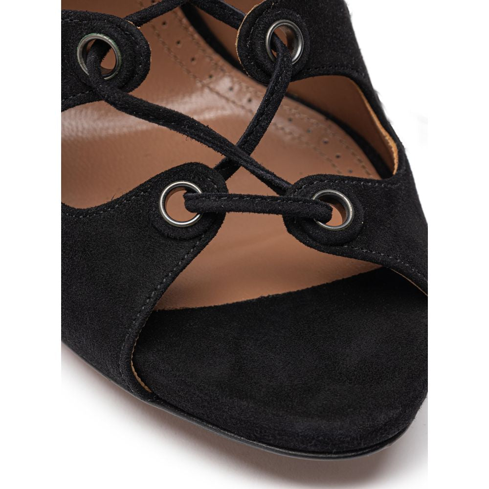 Black Suede Leather Lace-Up