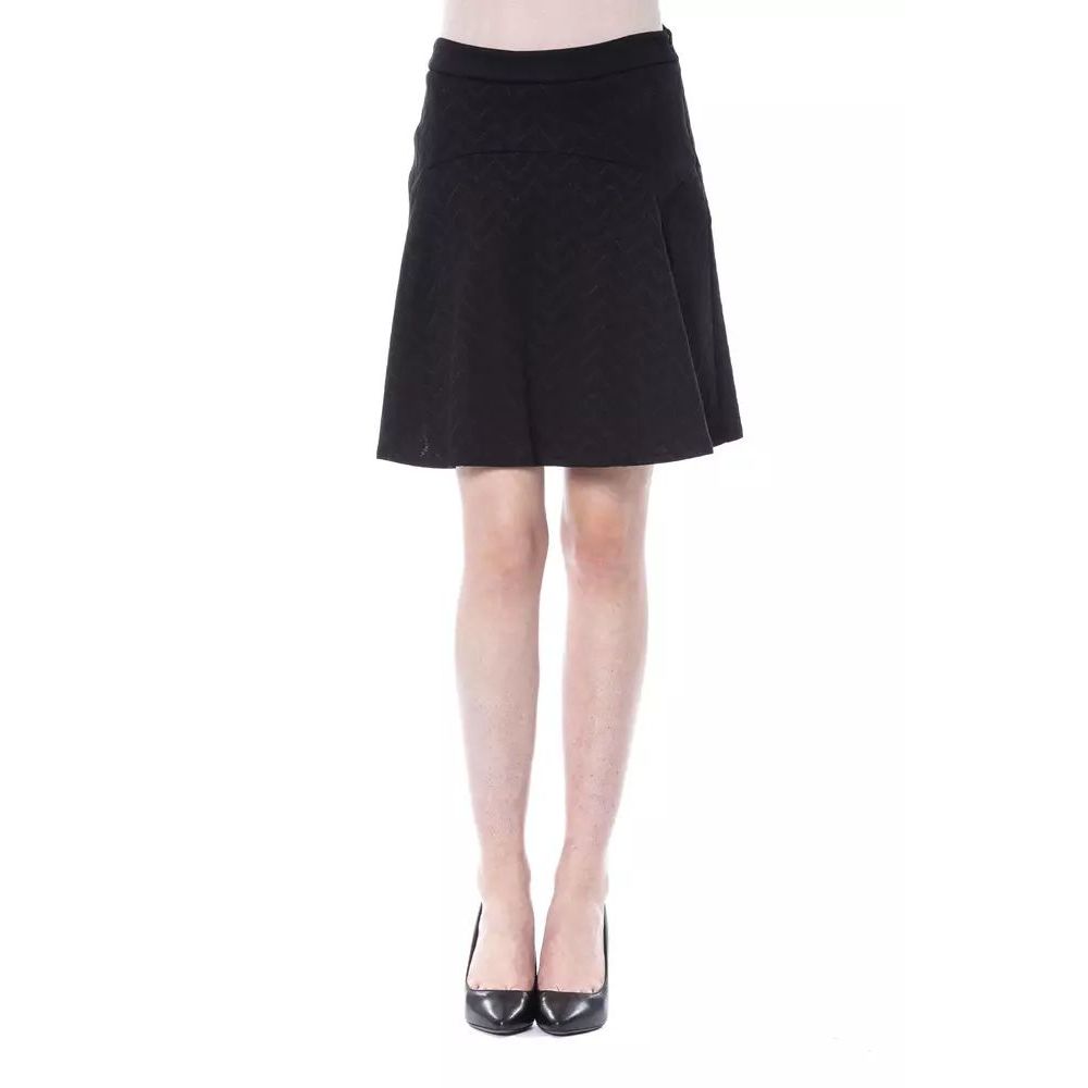 Black Polyester Mini Skirt