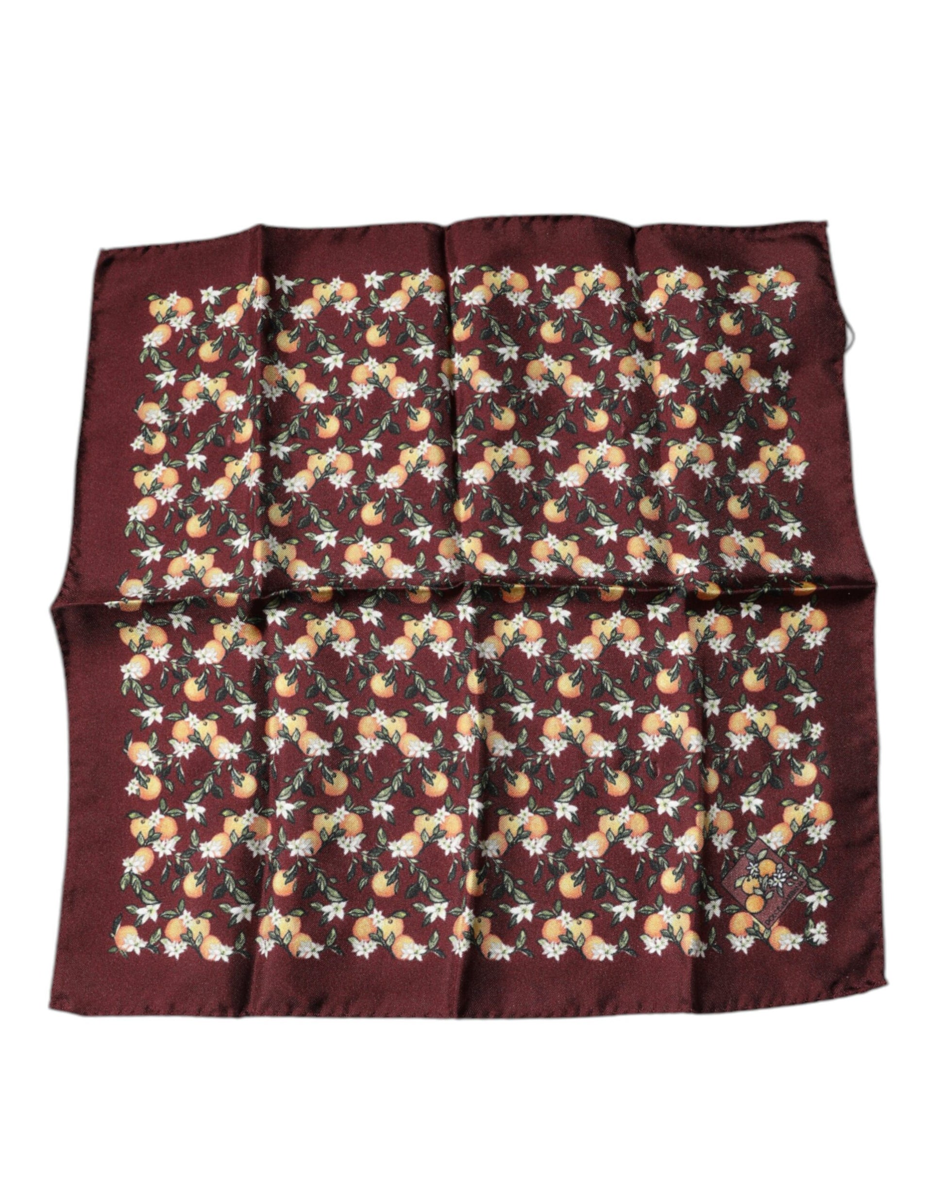 Maroon Oranges Silk Square Handkerchief Scarf