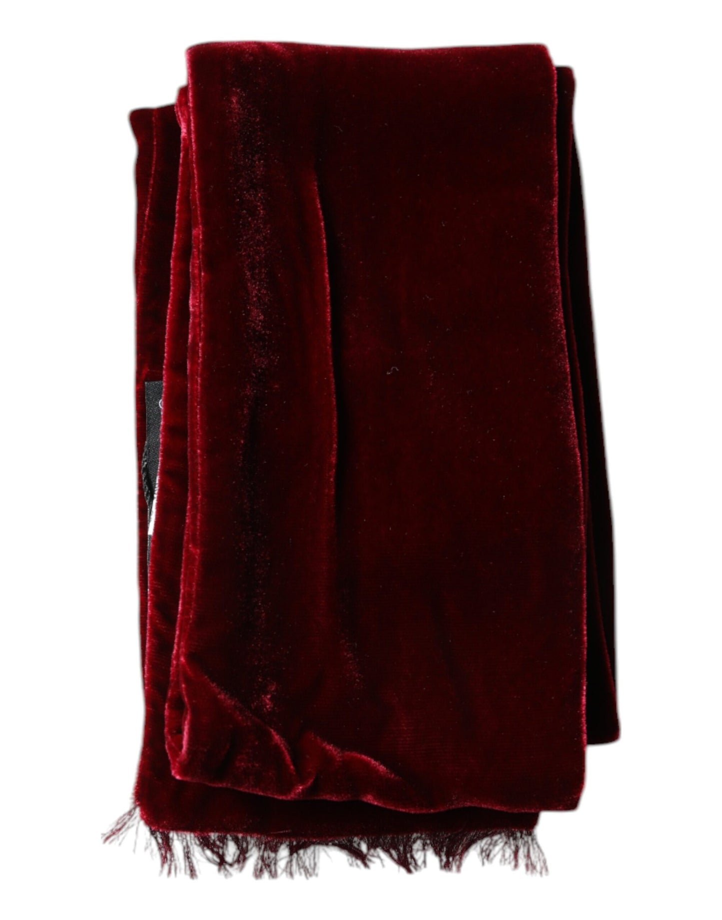 Maroon Silk Fringes Skinny Neck Wrap Scarf