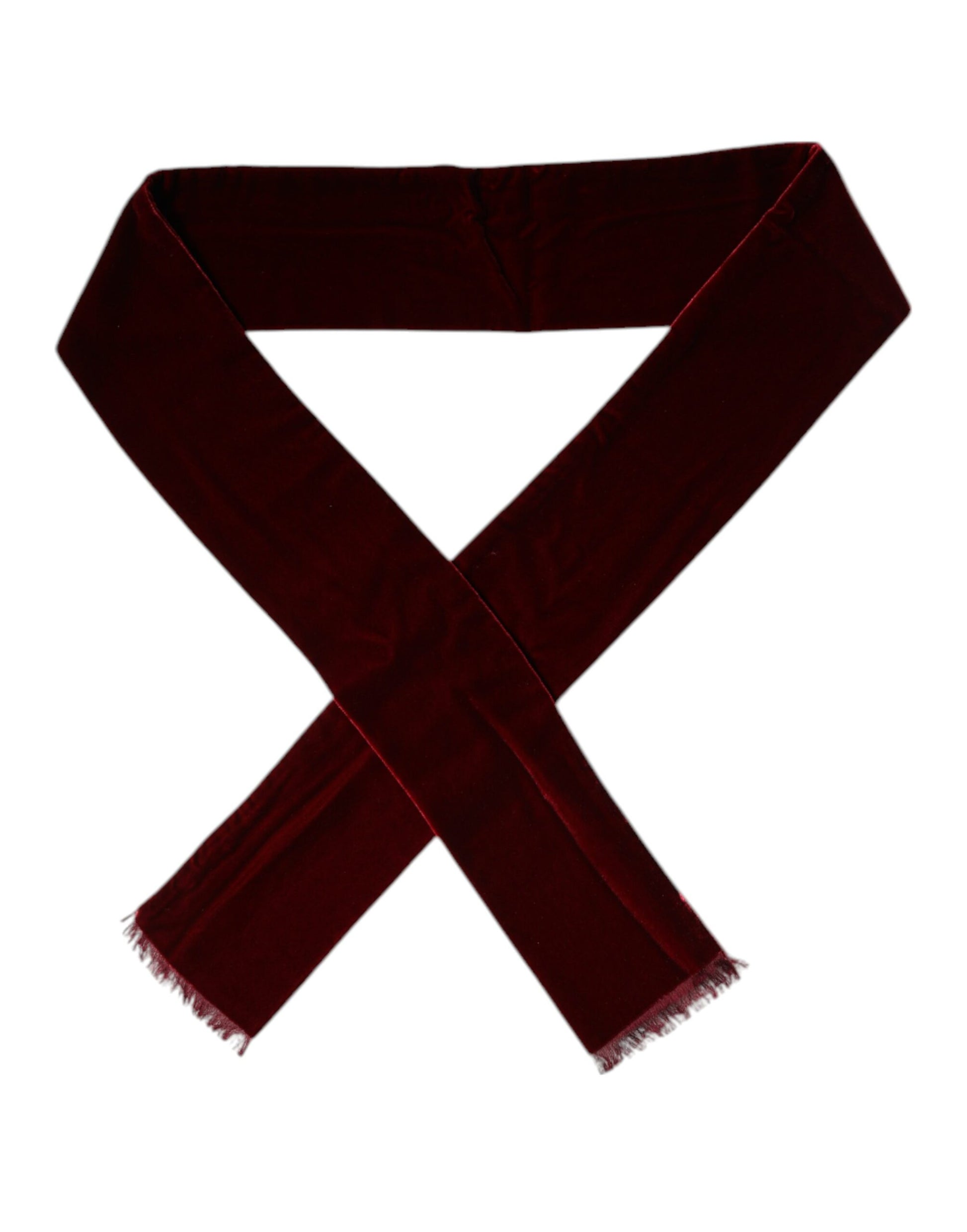 Maroon Silk Fringes Skinny Neck Wrap Scarf