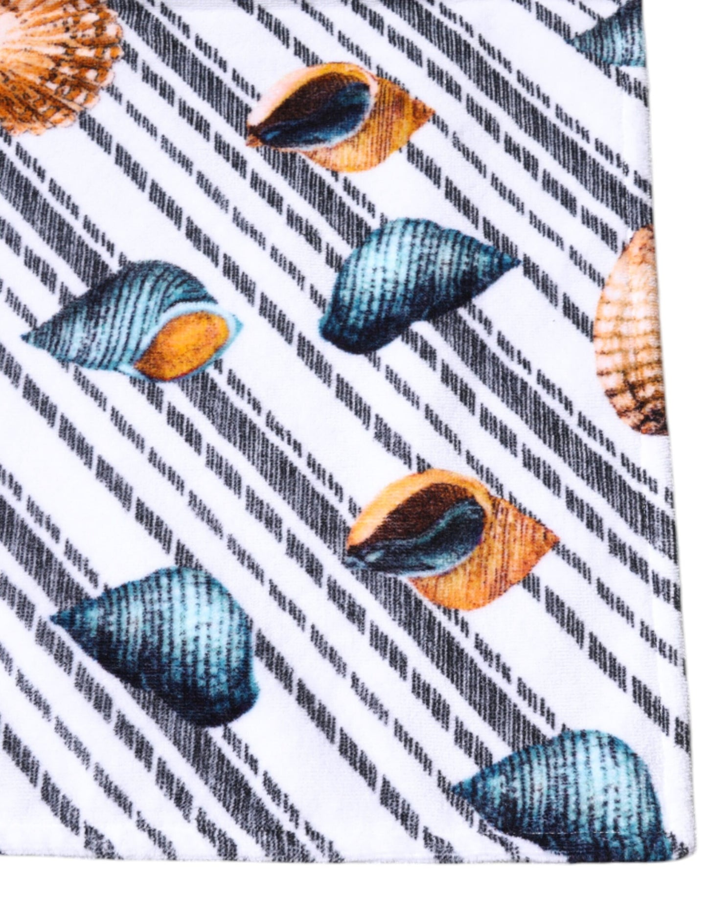 Multicolor Stripes Seashells Beach Towel