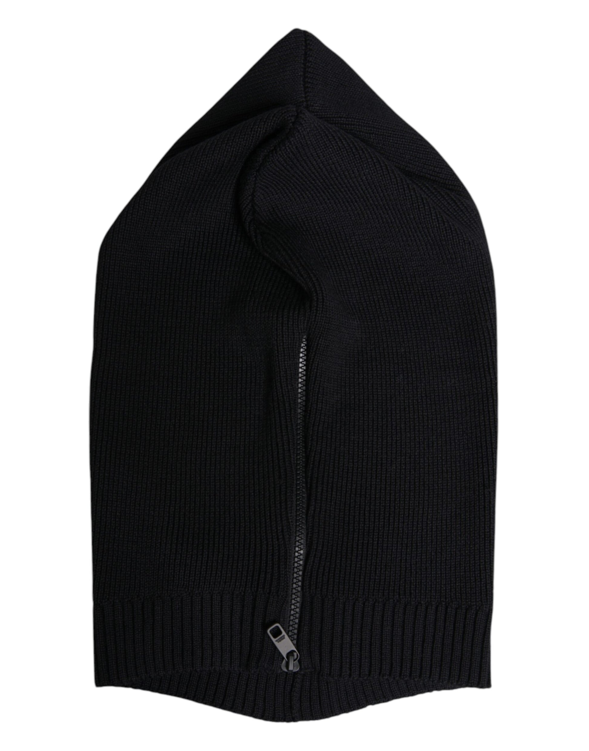 Black Wool Whole Head Wrap Balaclava Hat
