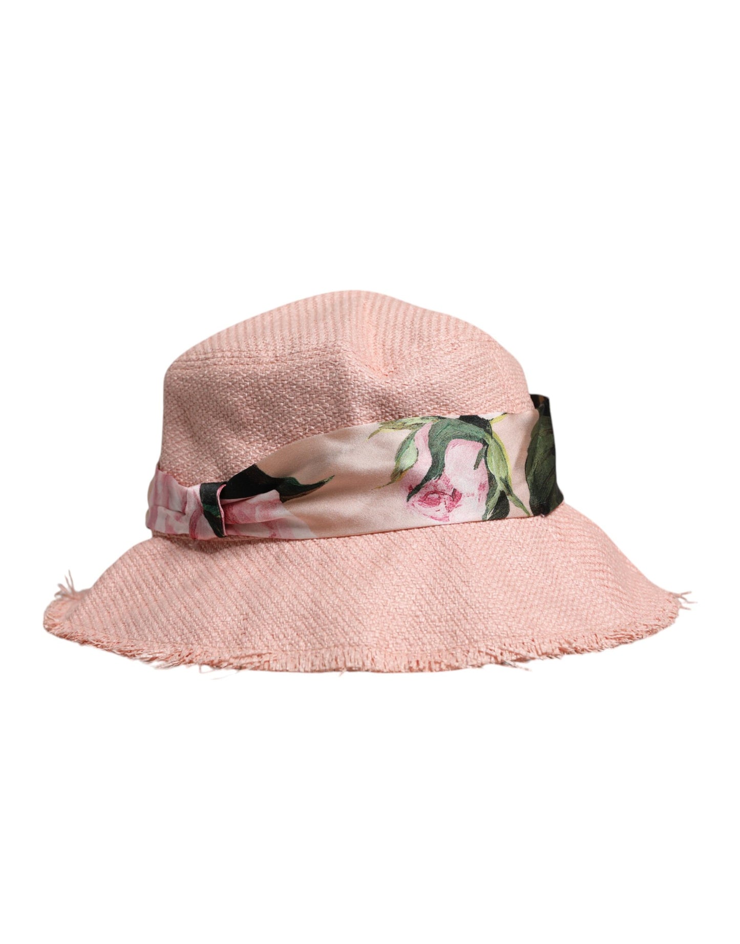 Pink Cotton Wide Brim Bucket Hat