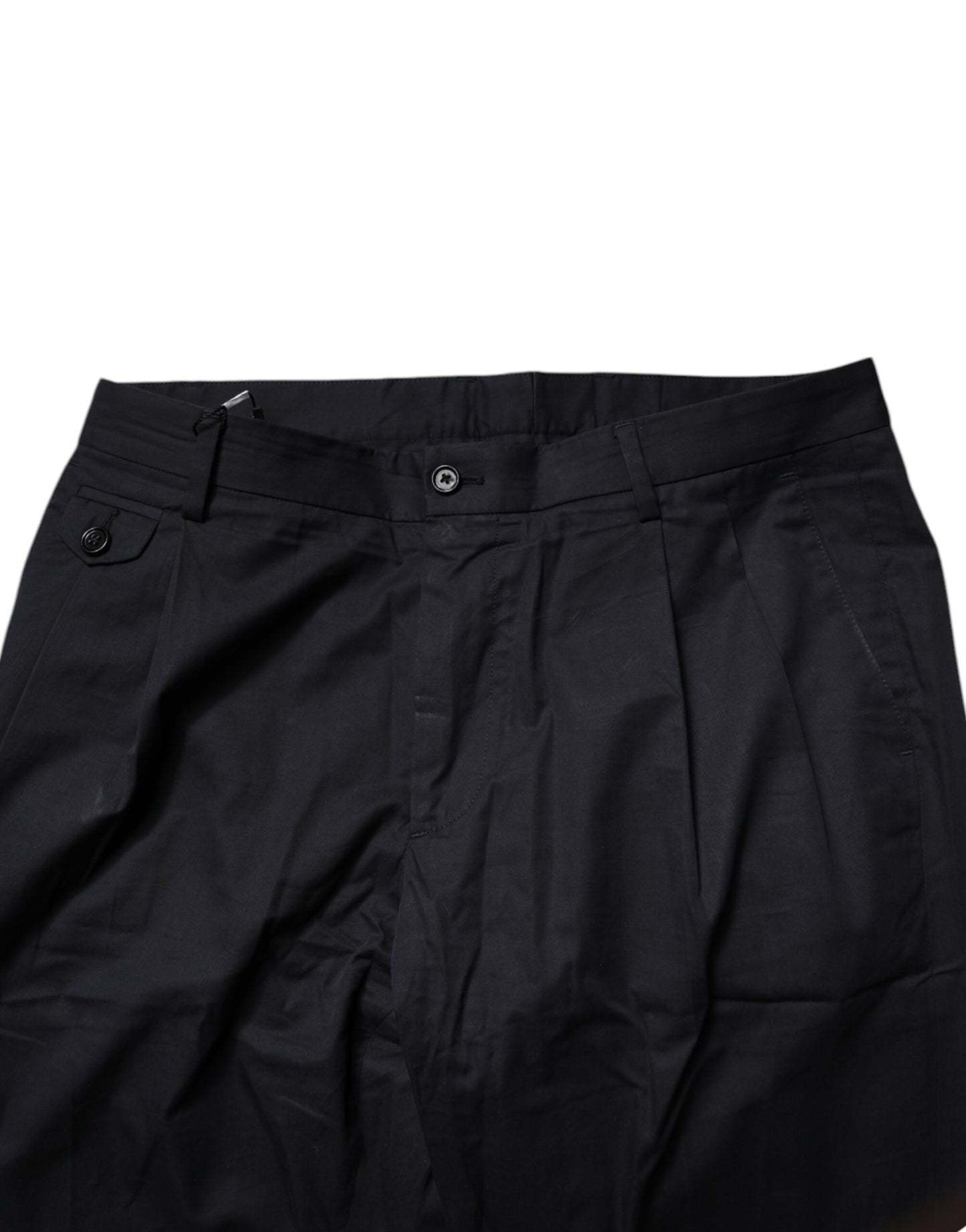 Dark Blue Cotton Tapered Formal Pants
