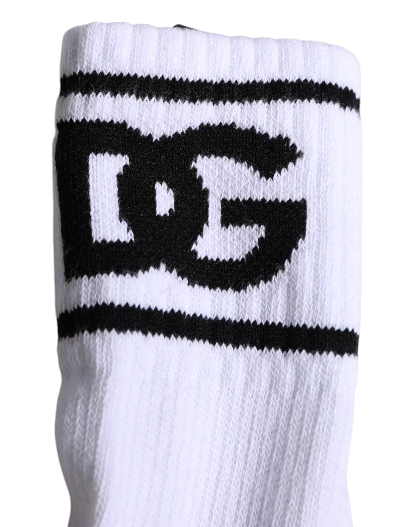 White Cotton DG Logo Print Open Toe Socks