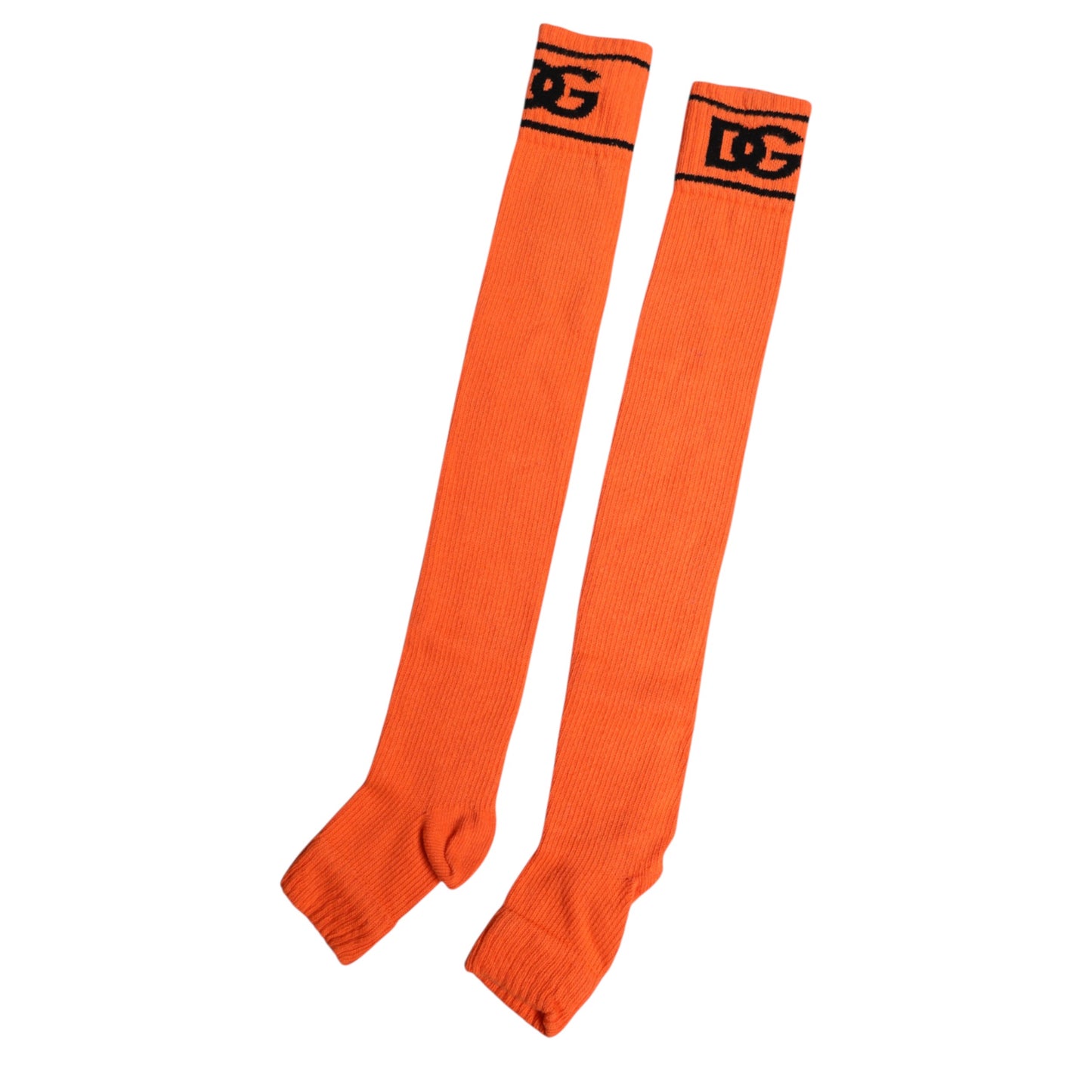 Orange Cotton DG Logo Print Open Toe Socks