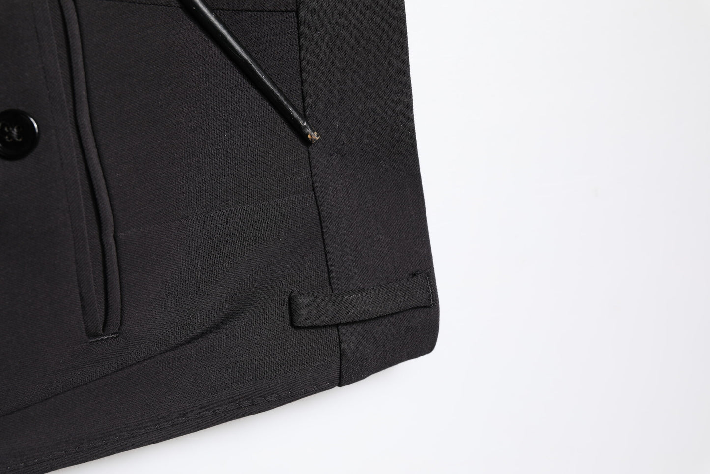 Black Cotton Single Breasted 2 Piece Suit