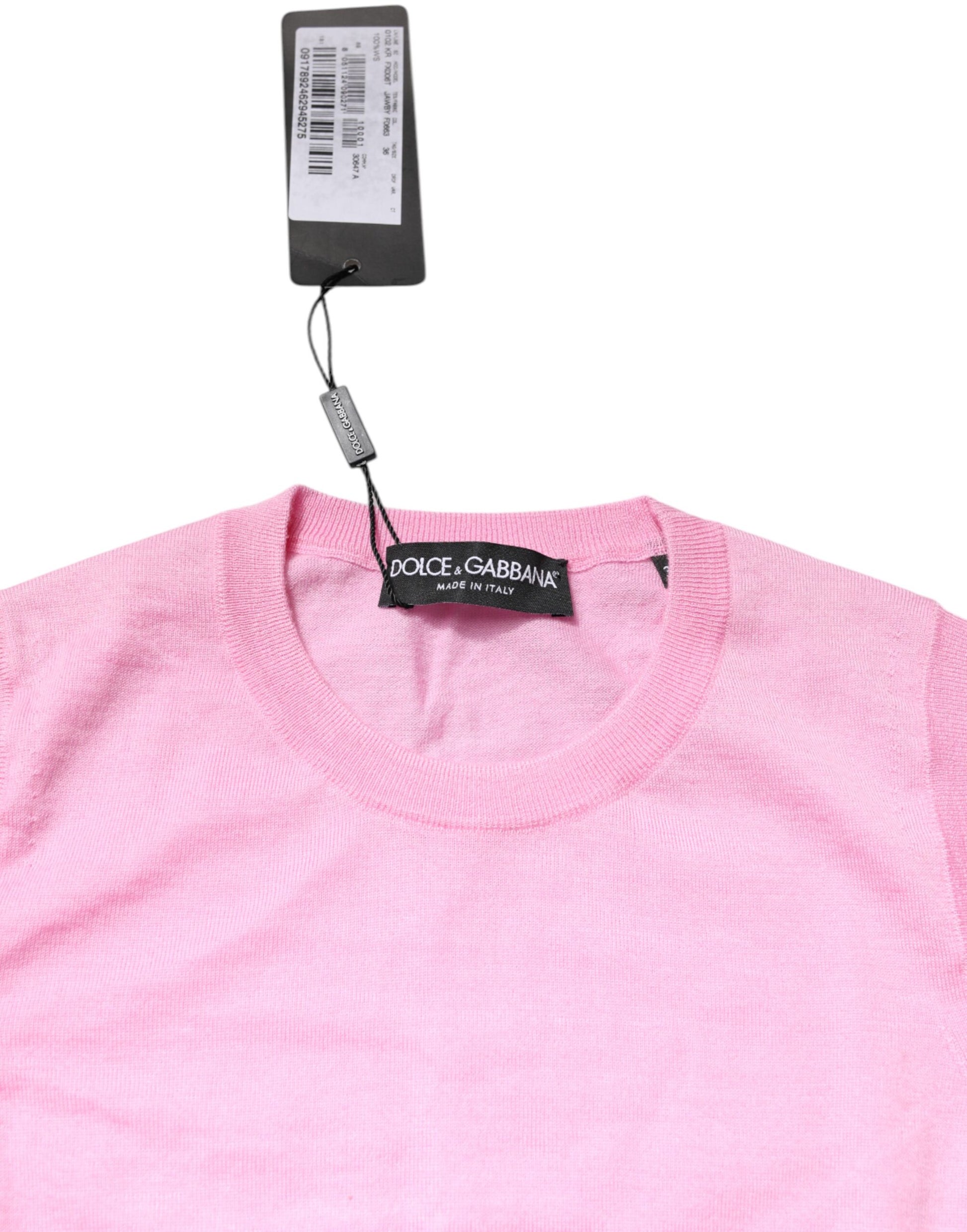 Pink Cashmere Round Neck Sleeveless Tank Top