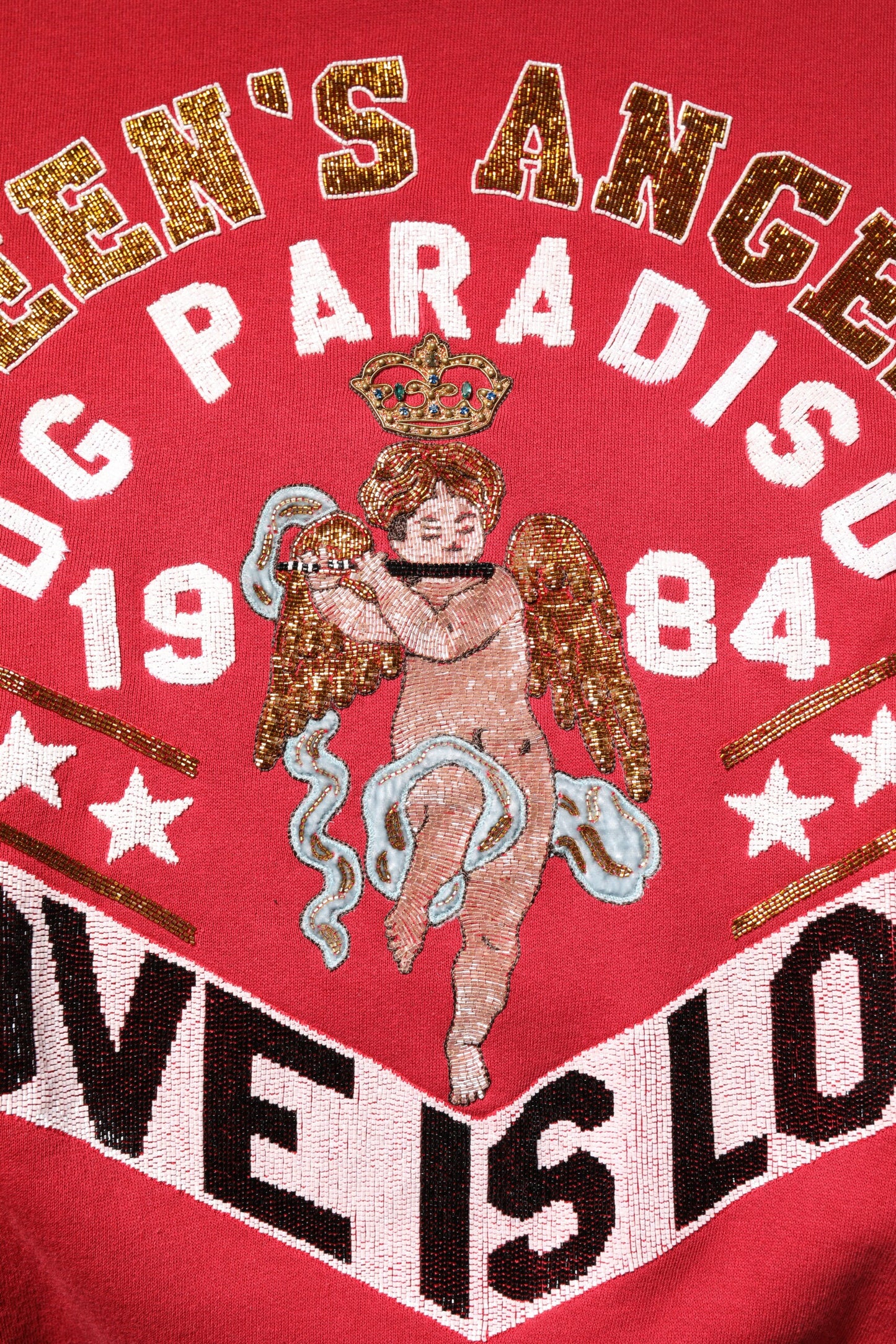 Red Sequin Knit Pullover Sweatshirt Sweater