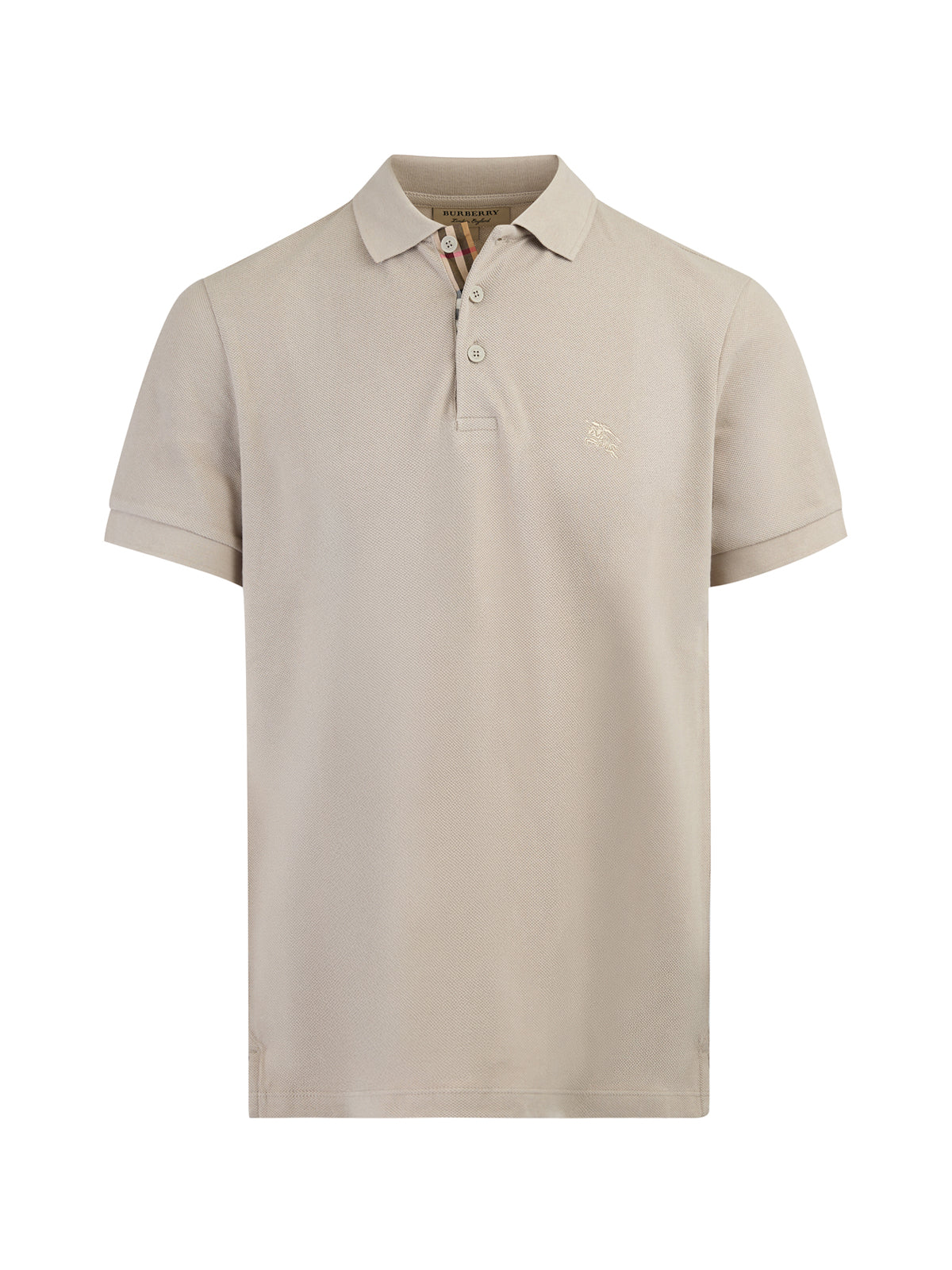 Pale Stone Cotton Collared Polo Shirt