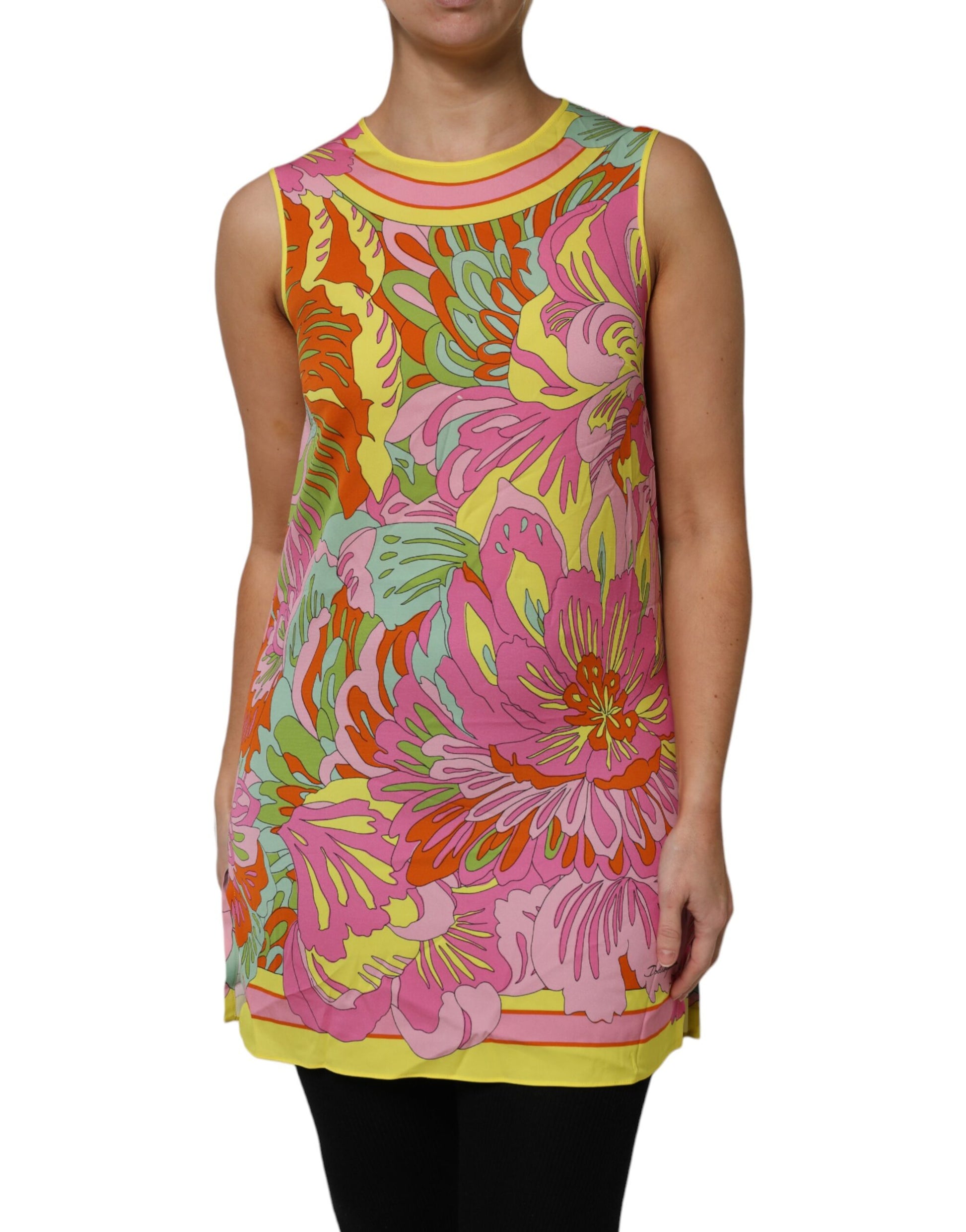 Multicolor Floral Roundneck Sleeveless Top
