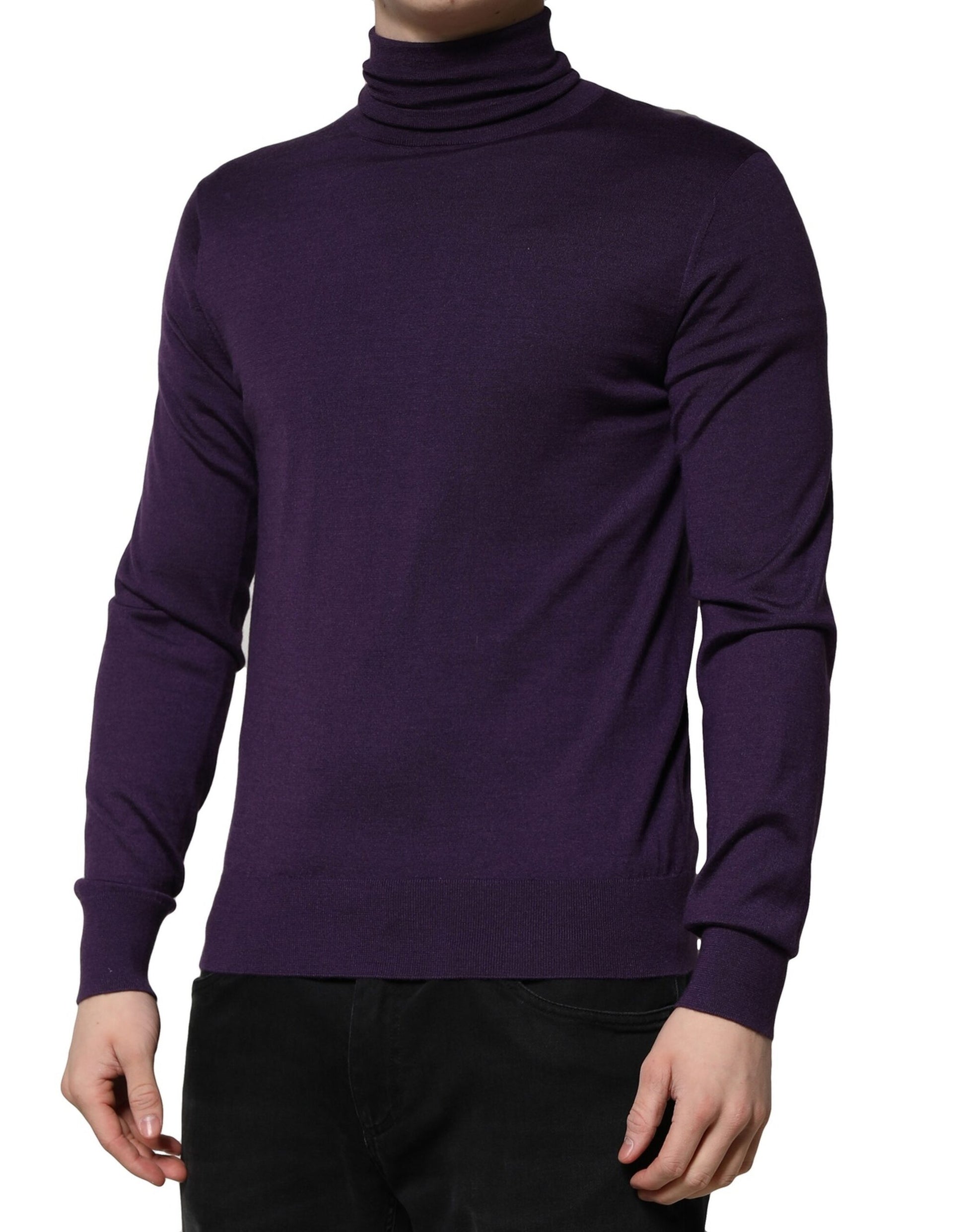 Purple Cashmere Turtleneck Pullover Sweater