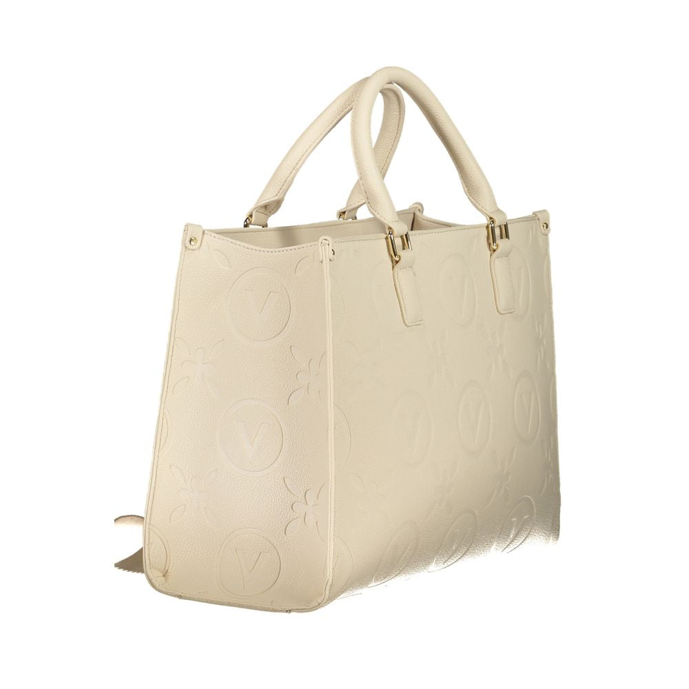 Beige Polyurethane Women's Bag with Handles