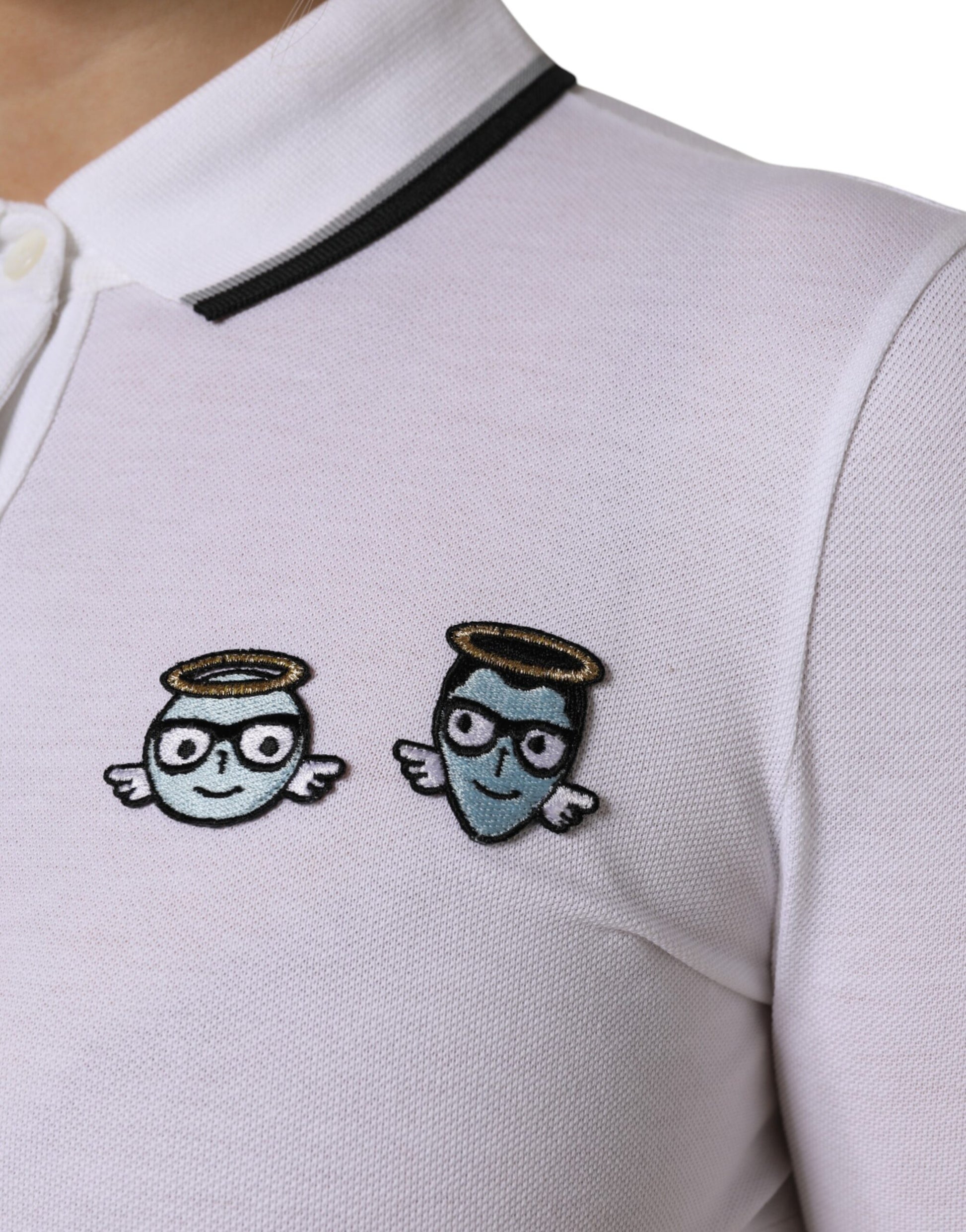 White Cotton Short Sleeves Collared Polo Top