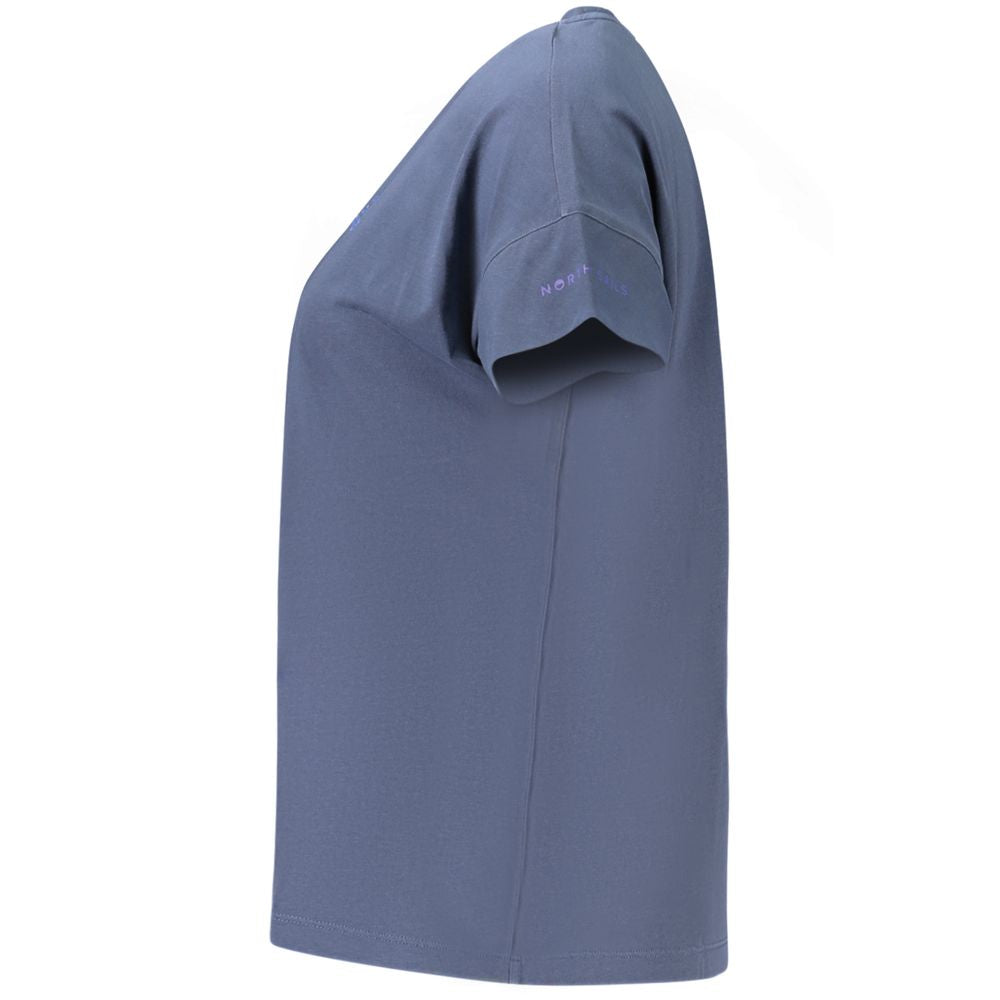 Blue Cotton Women T-Shirt