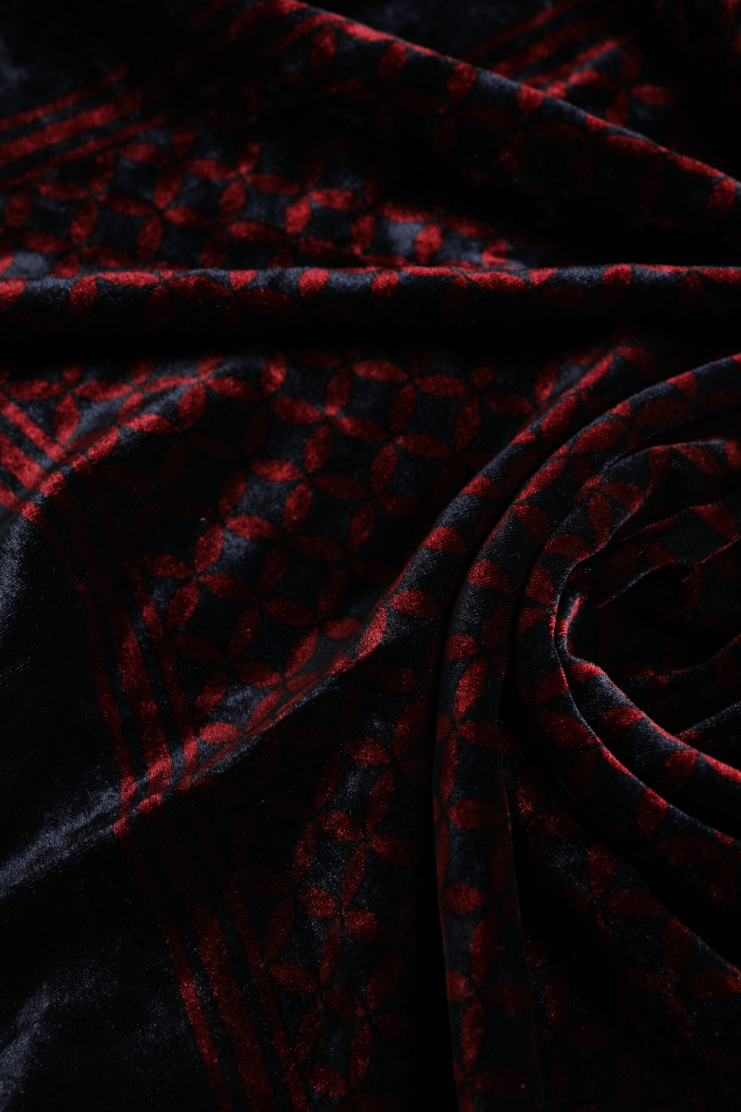 Black Red Viscose Square Men Foulard Scarf