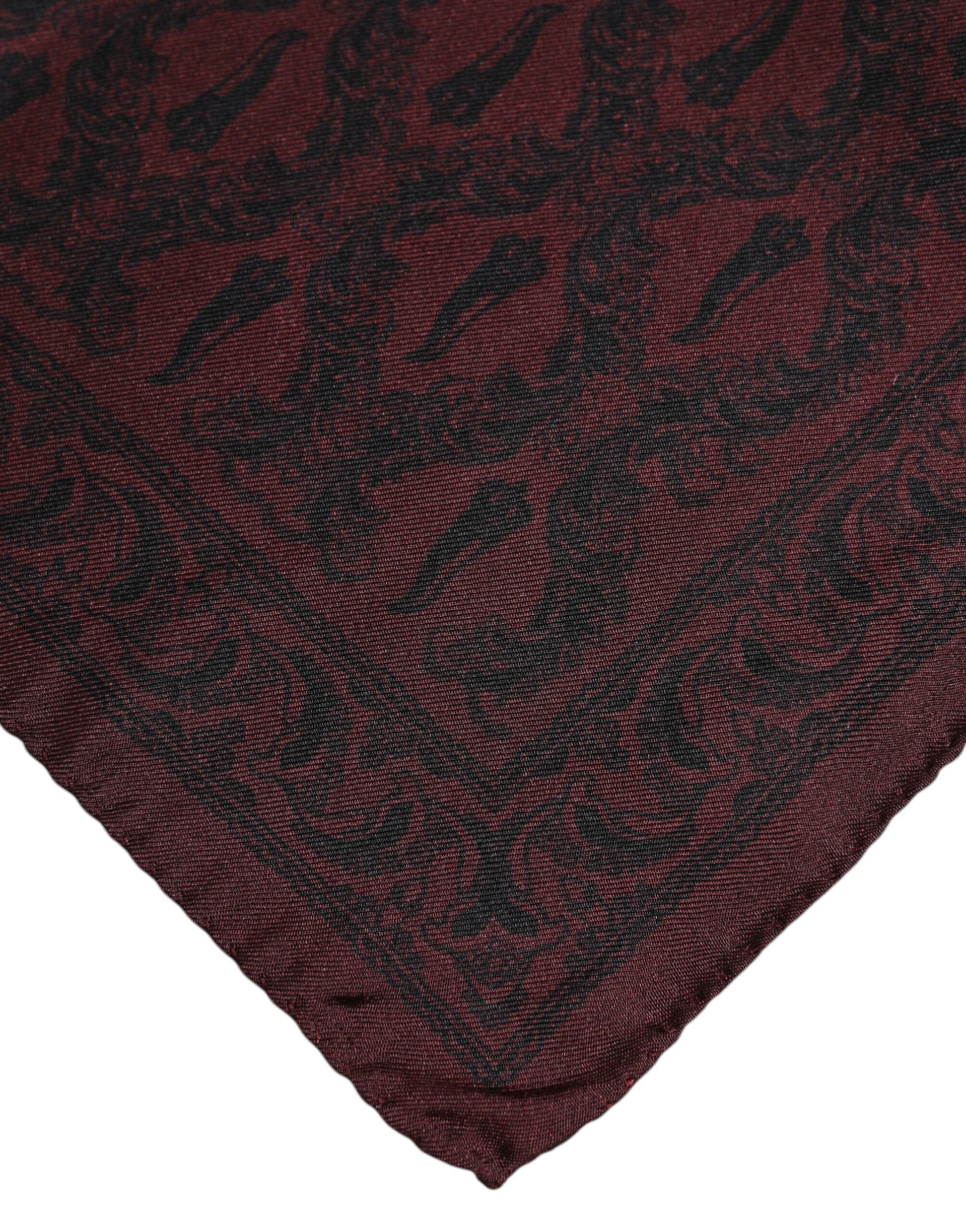 Maroon Black Printed Square Men Foulard Scarf