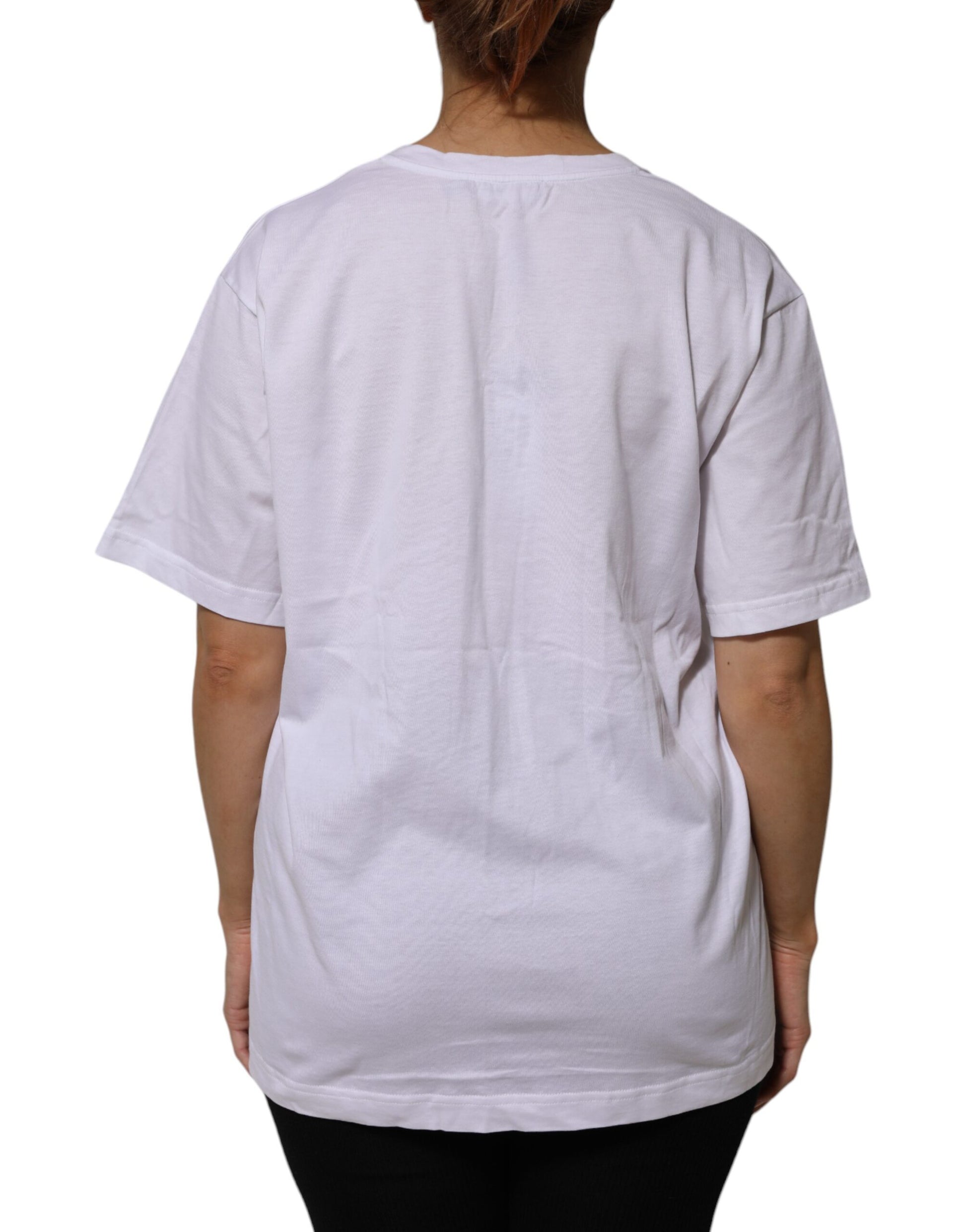 White Cotton Short Sleeves V-neck T-shirt