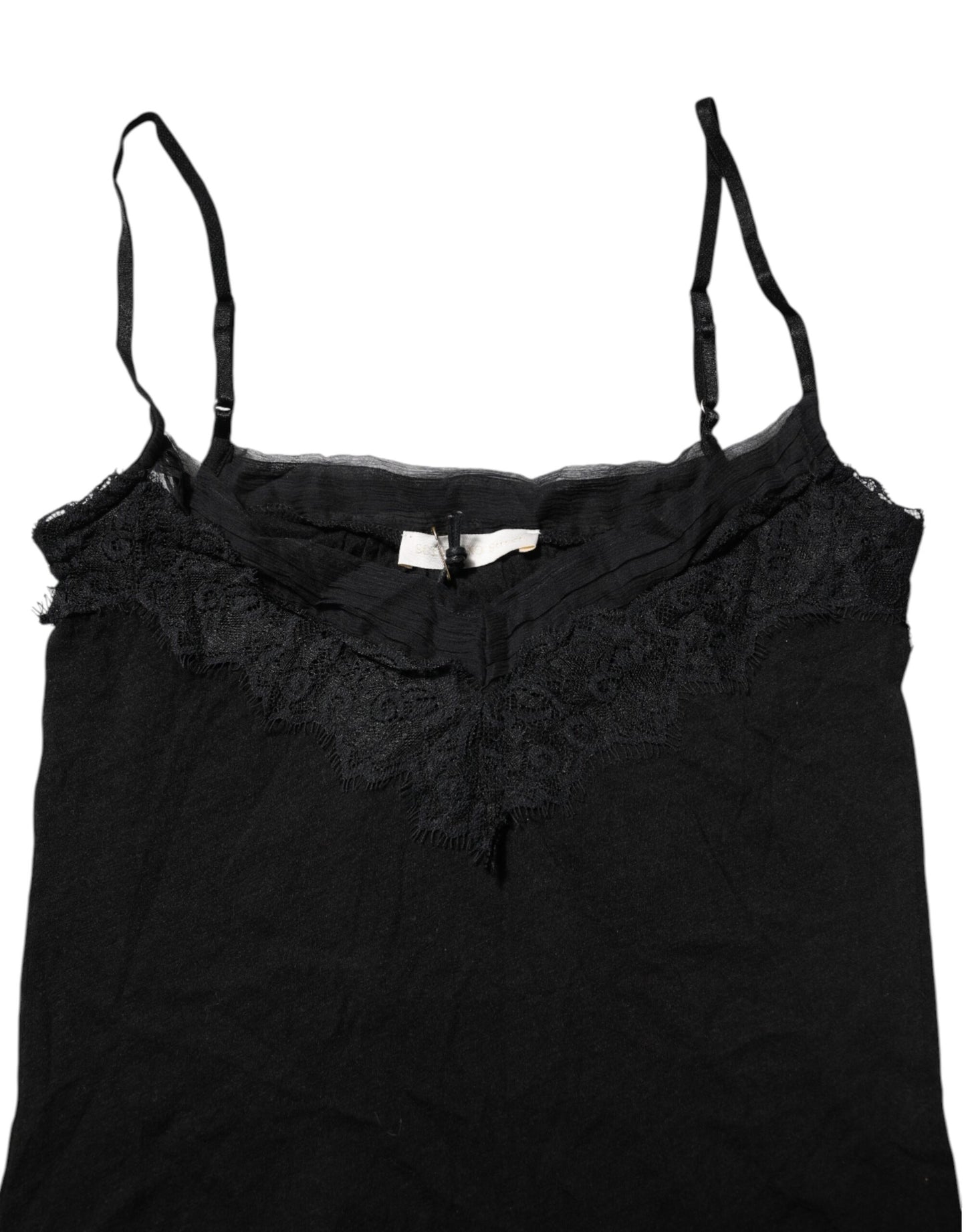 Black Wool Sleeveless Square Neck Tank Top