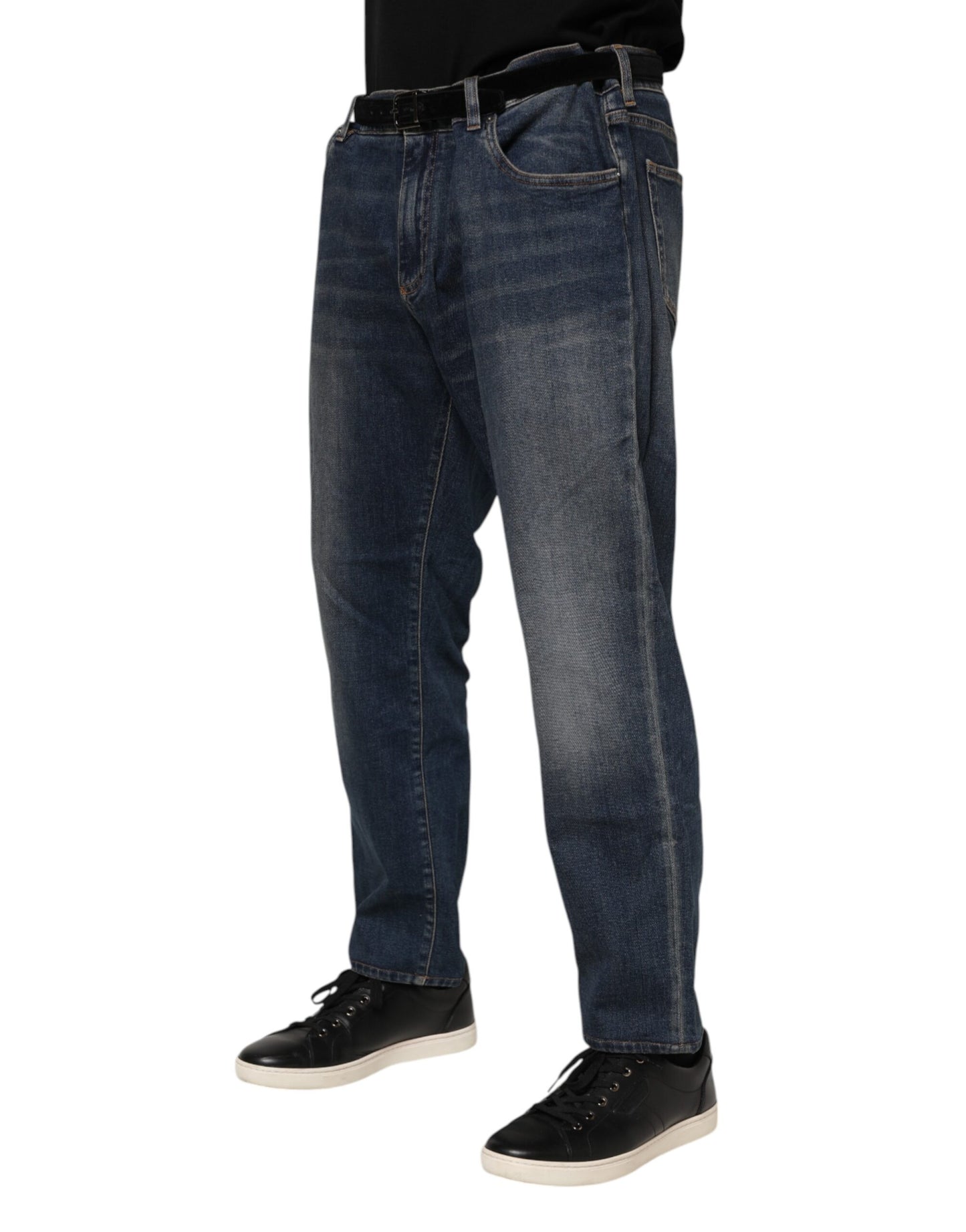Blue Cotton Logo Plaque Slim Denim Jeans