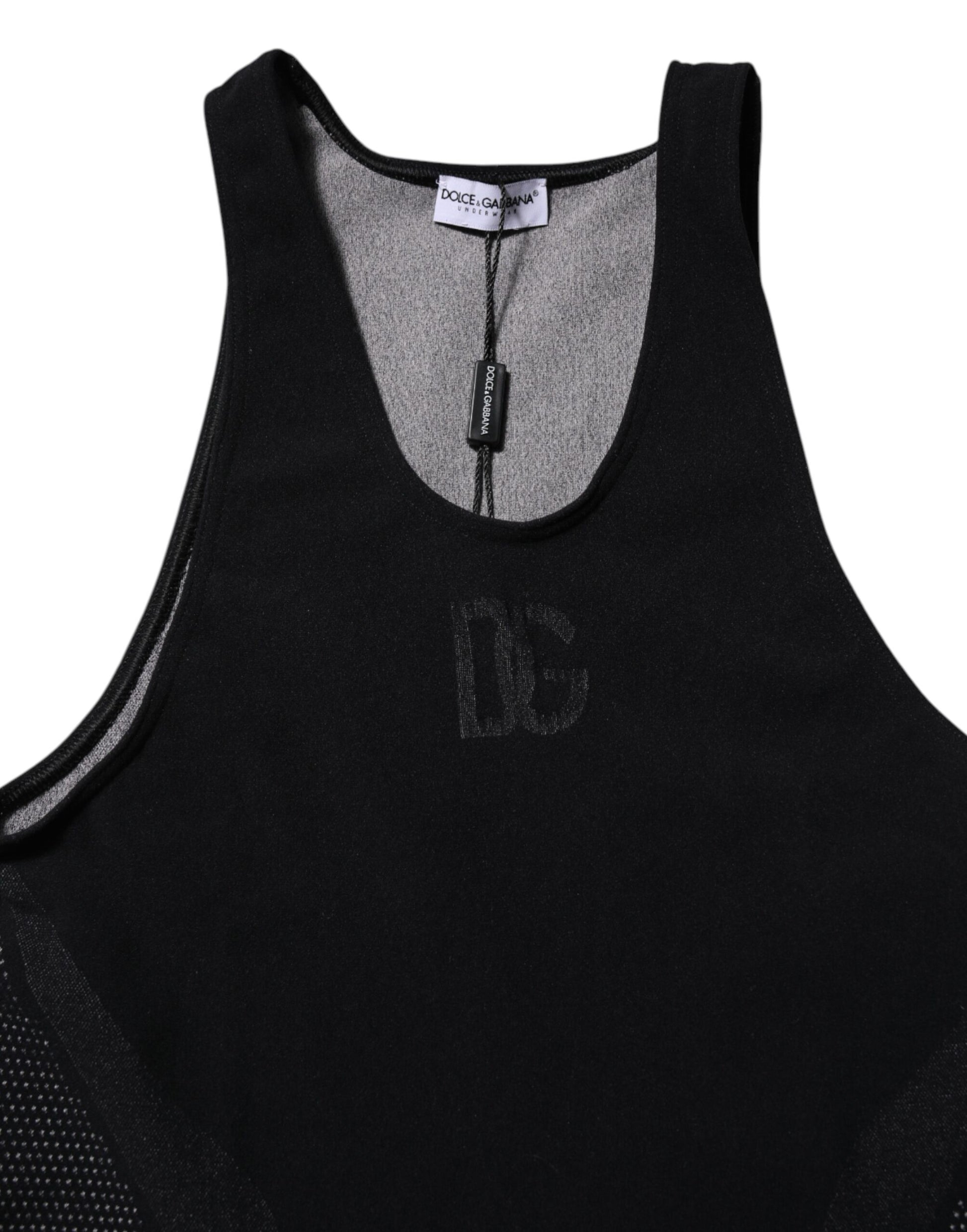 Black Nylon Sleeveless Underwear Tank T-shirt