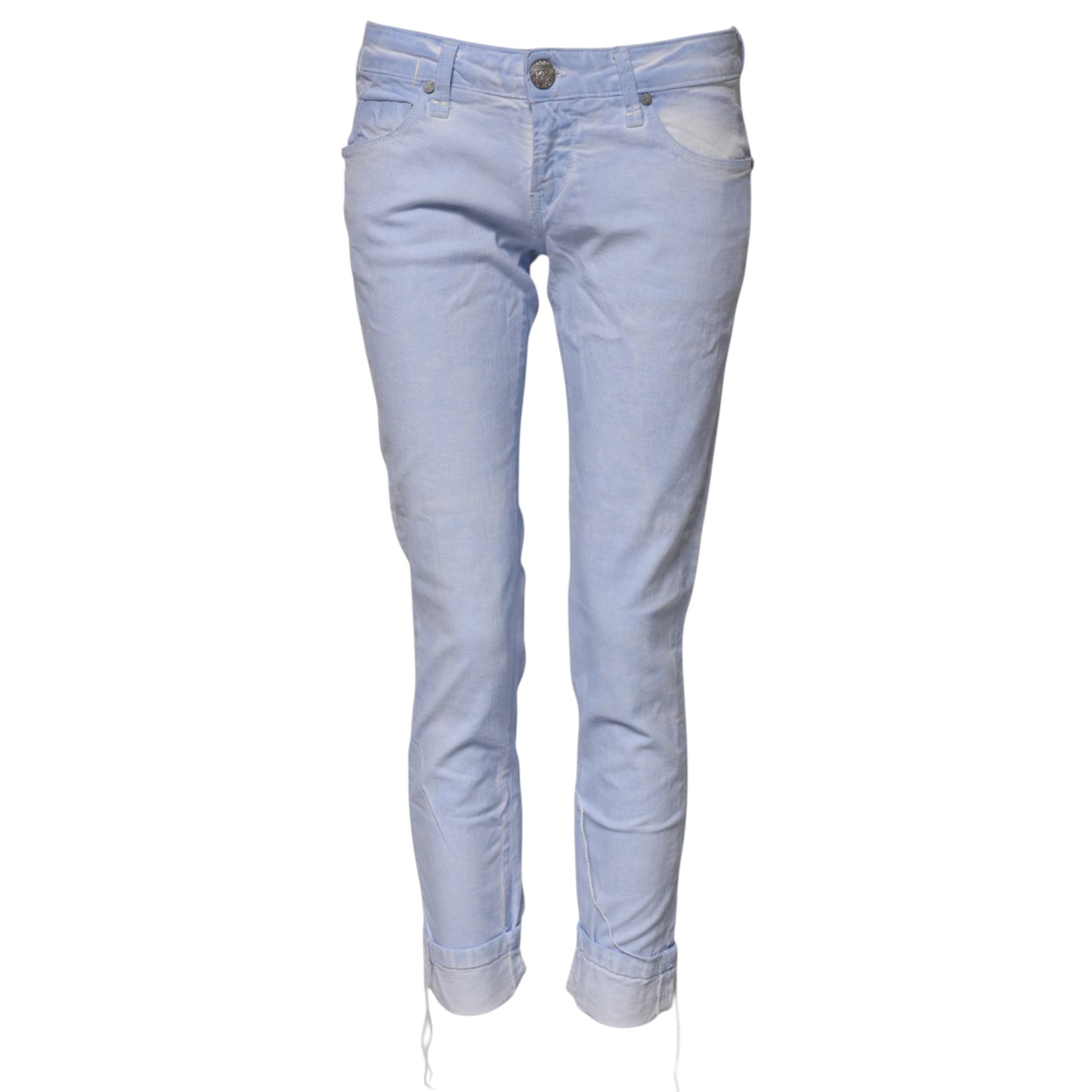 Light Blue Cotton Slim Fit Denim Low Waist Denim Jeans
