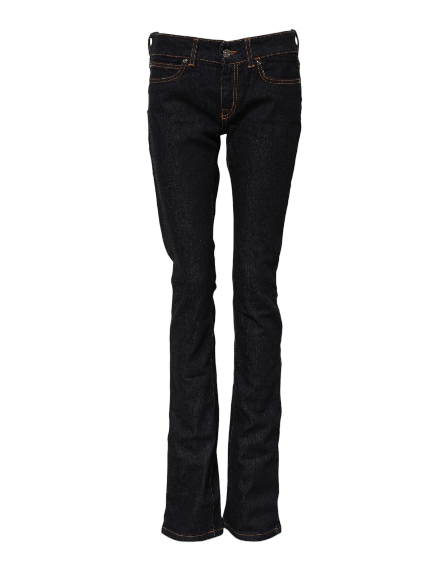 Dark Blue Cotton Mid Waisted Skinny Denim Jeans