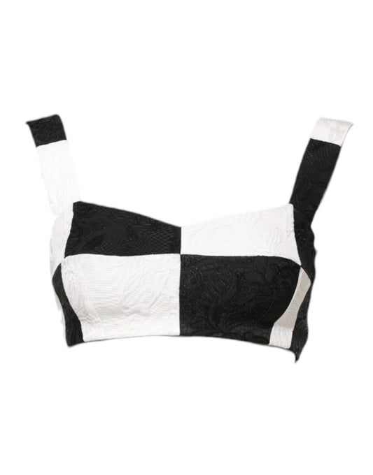 Black White Cropped Bustier Corset Bra Top