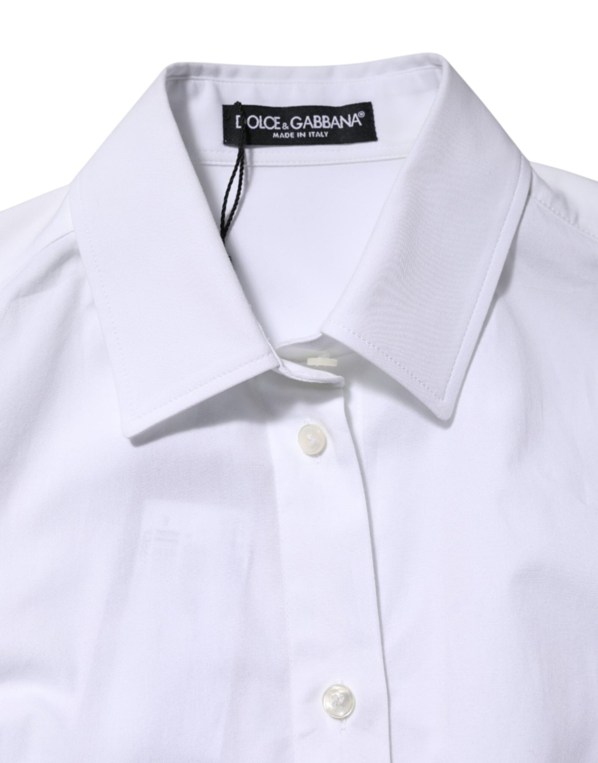 White Cotton Long Sleeves Collared Shirt Top