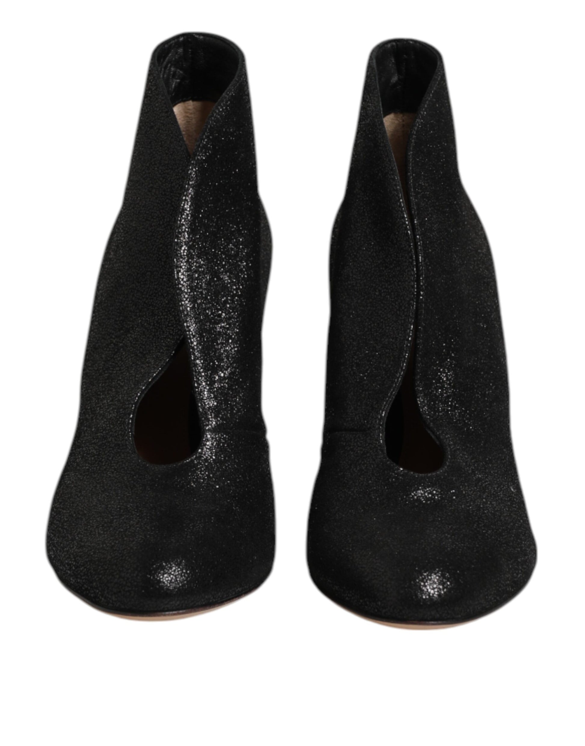 Metallic Black Pump Stiletto Heels Shoes