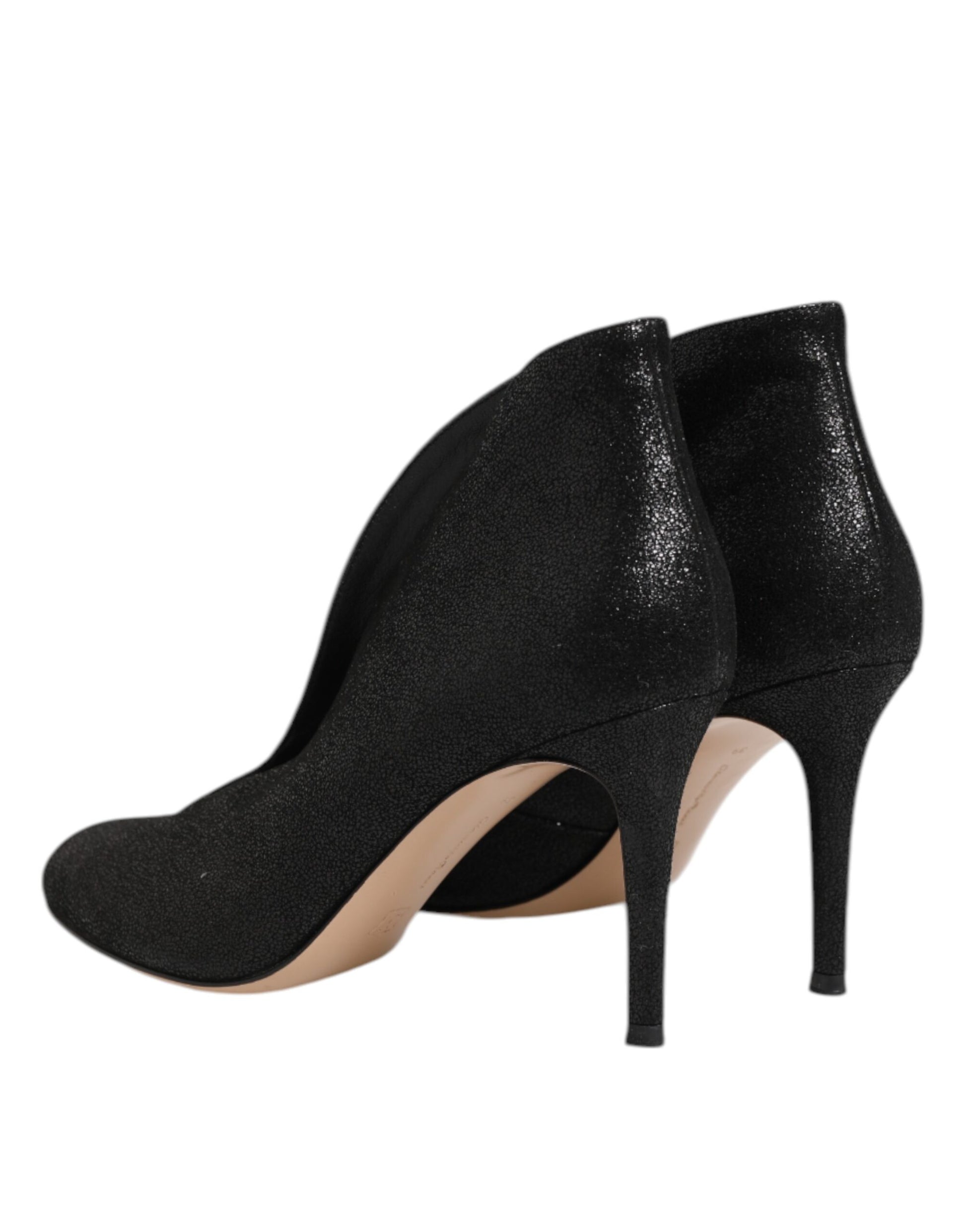 Metallic Black Pump Stiletto Heels Shoes