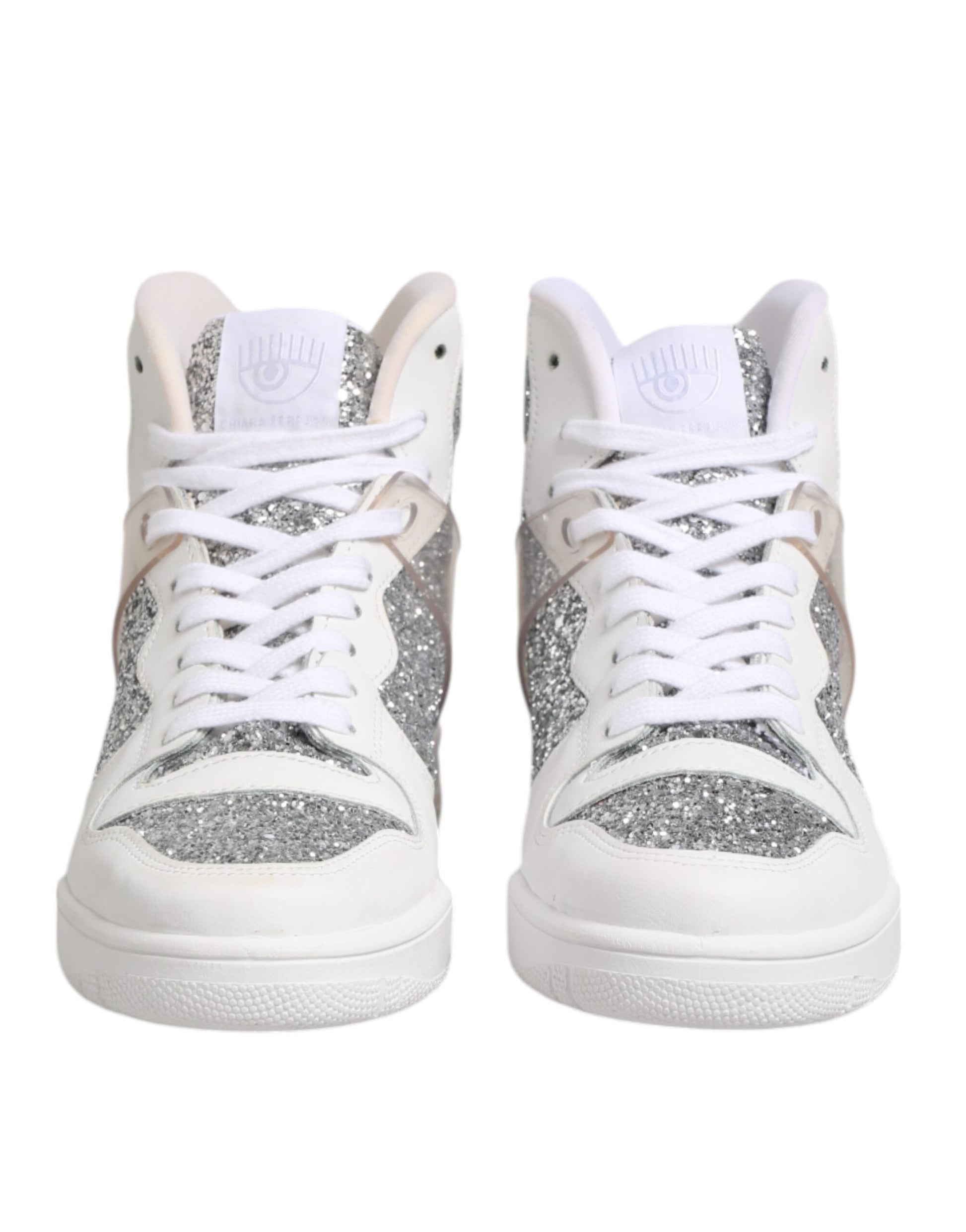 White Silver High Top Women Sneakers Shoes