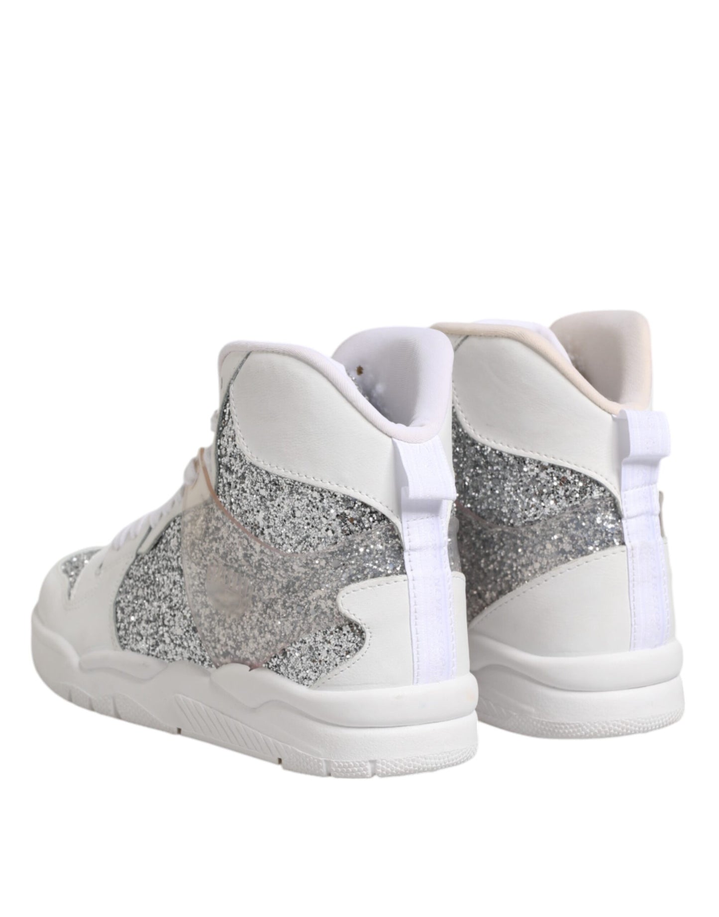 White Silver High Top Women Sneakers Shoes