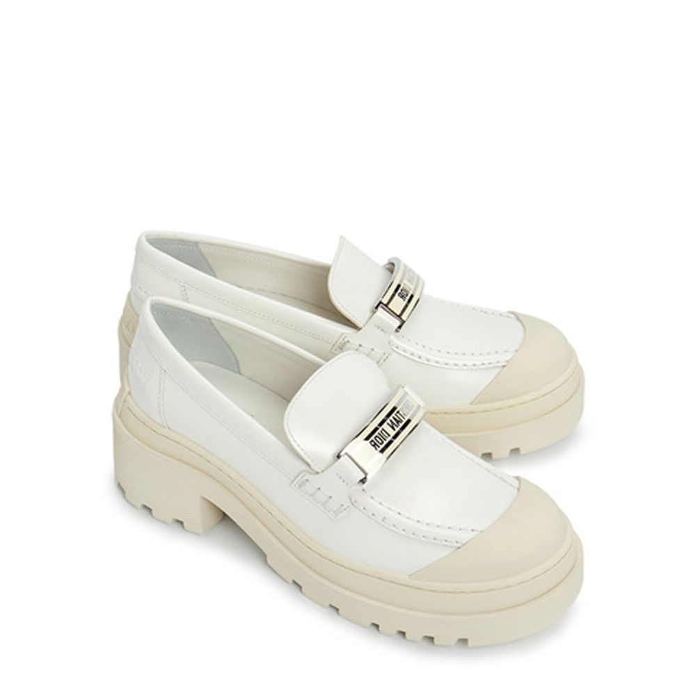 White Calfskin Platform Loafers