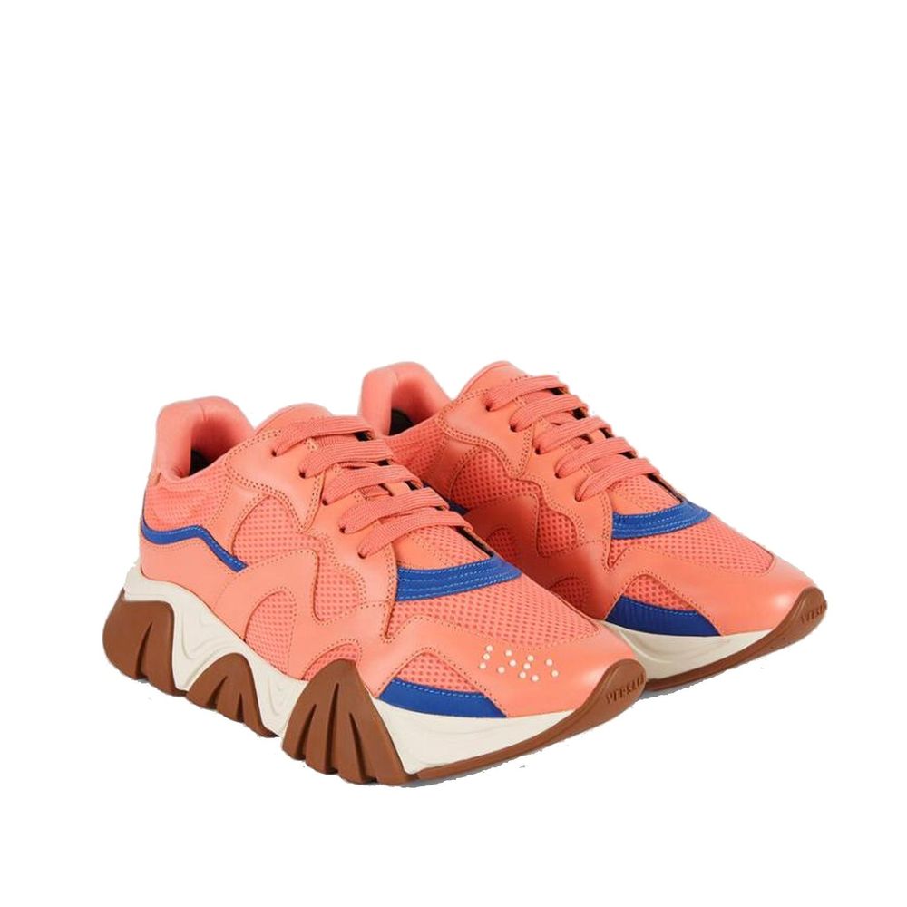 Orange Leather Chunky Sneakers